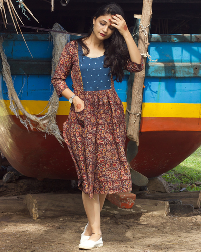 Kalamkari Mirror Yoke Dress By Threeness The Secret Label