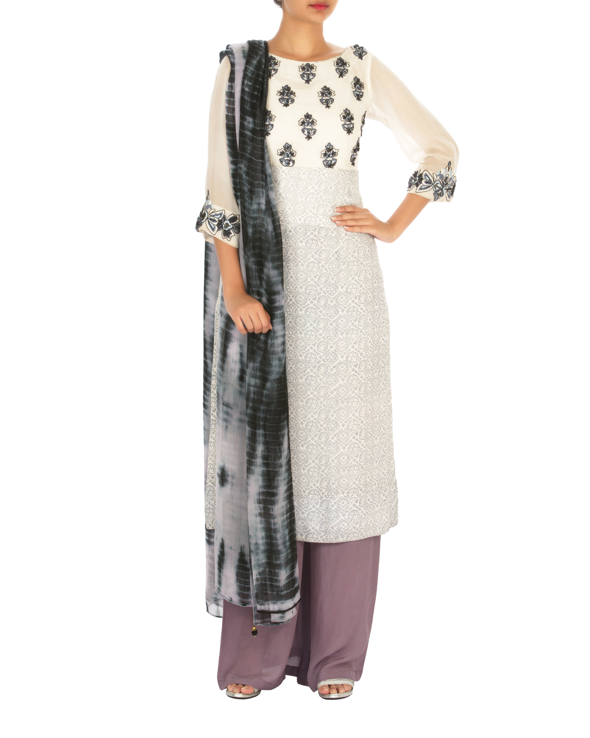 Georgette Embroidered Kurta Set By Debarun The Secret Label