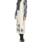 Black And White Satin Foil Printed Kurta Set By Debarun The Secret Label