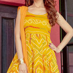 Mustard Yellow Anarkali With Dupatta By Floral Tales The Secret Label