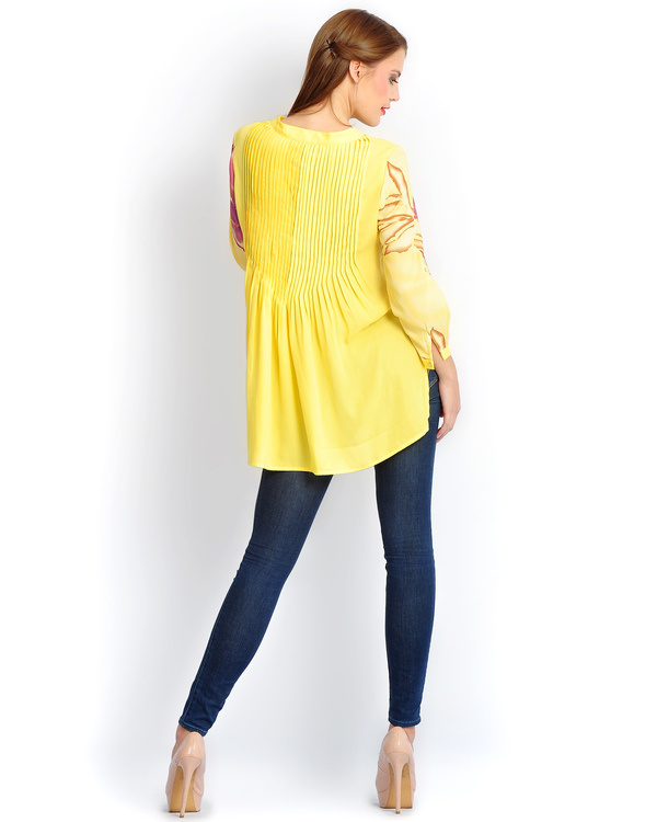 Yellow Floral Button Down Shirt By Chique The Secret Label