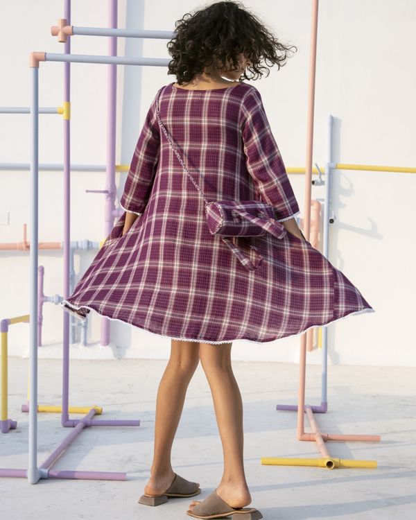 Purple Checkered Swing Dress By Gulaal The Secret Label