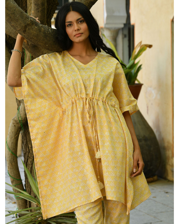 Pastel Yellow Triangle Kaftan Set Set Of Two By Prints Valley The