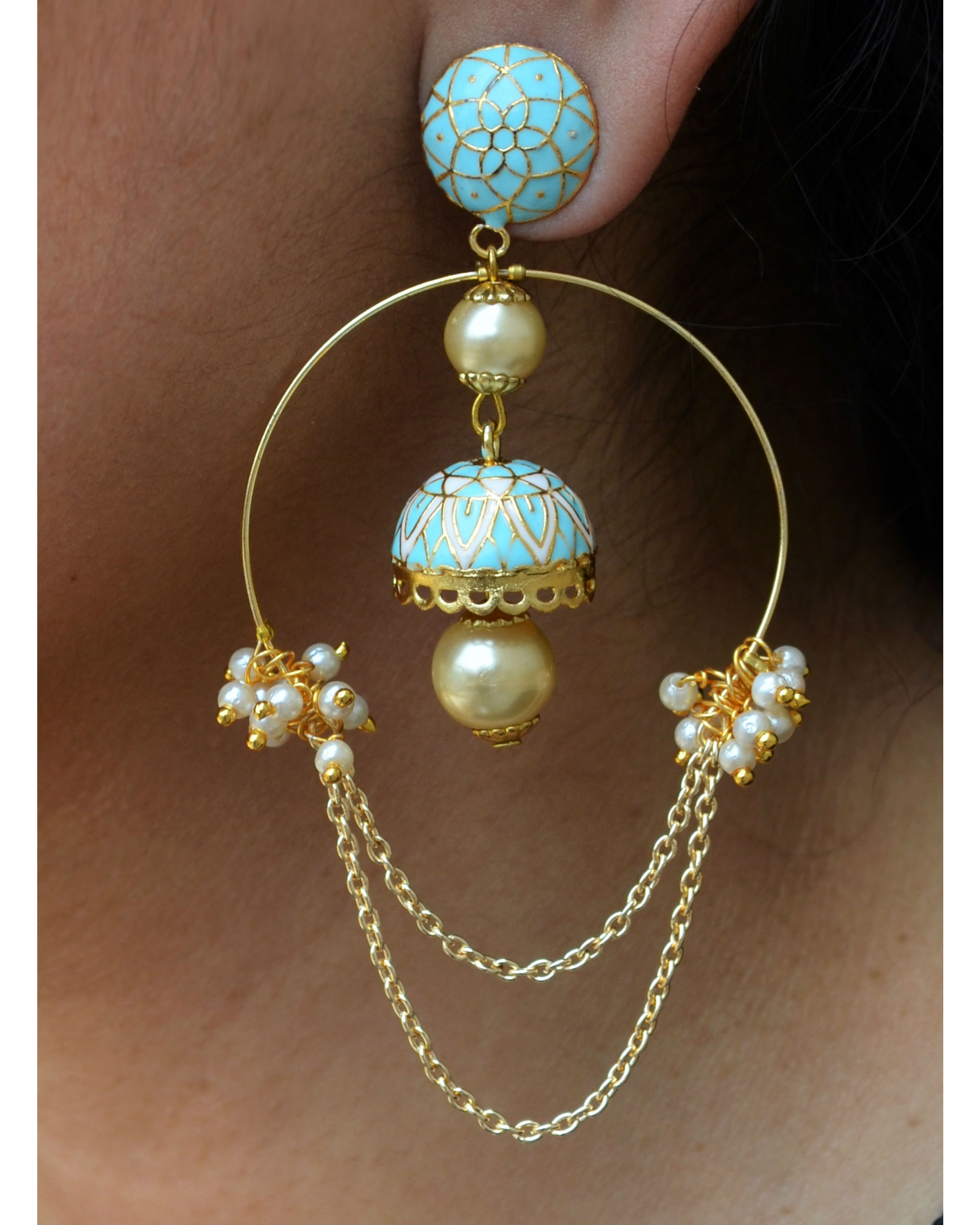 Turquoise pearl earrings