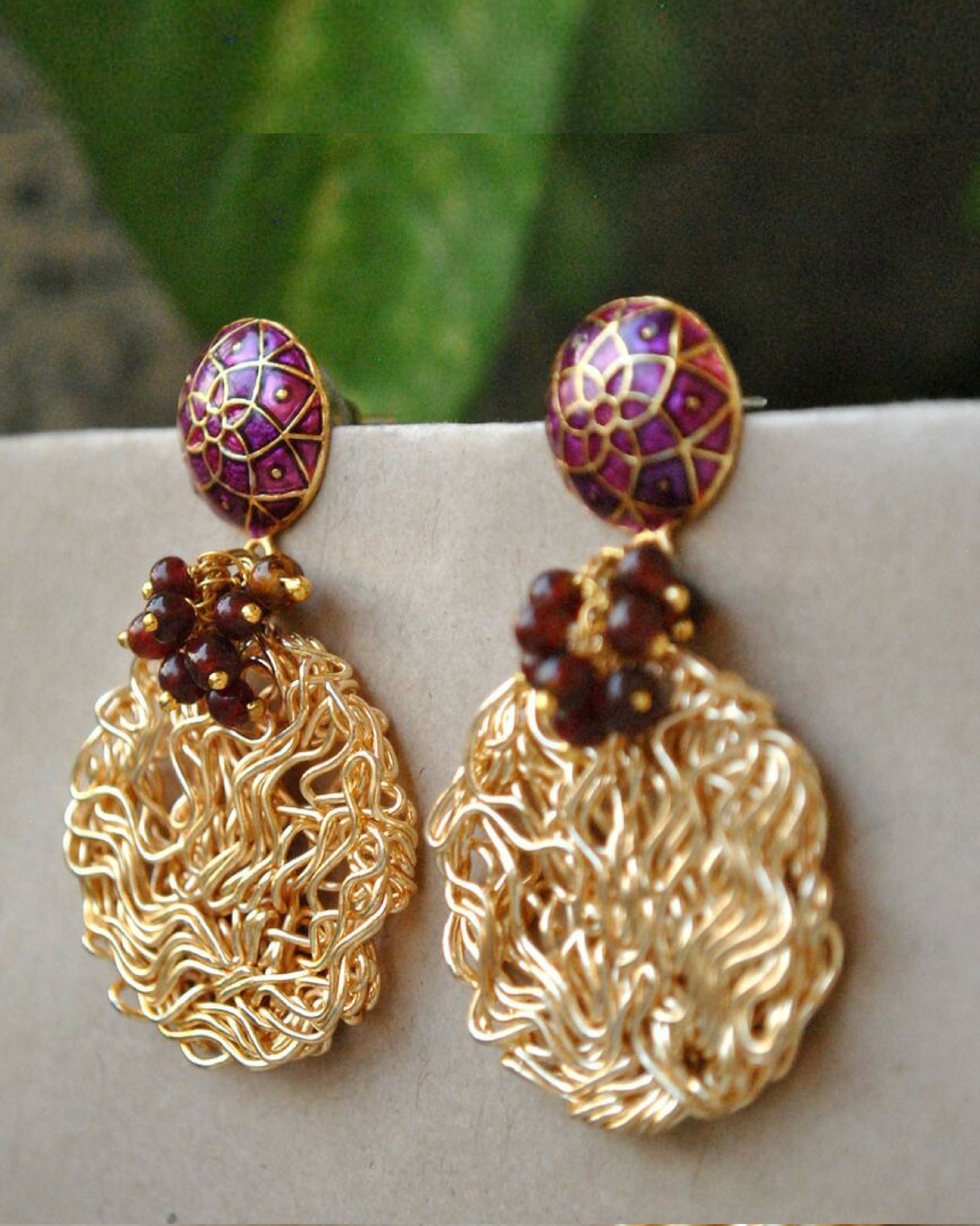 Golden circular earrings