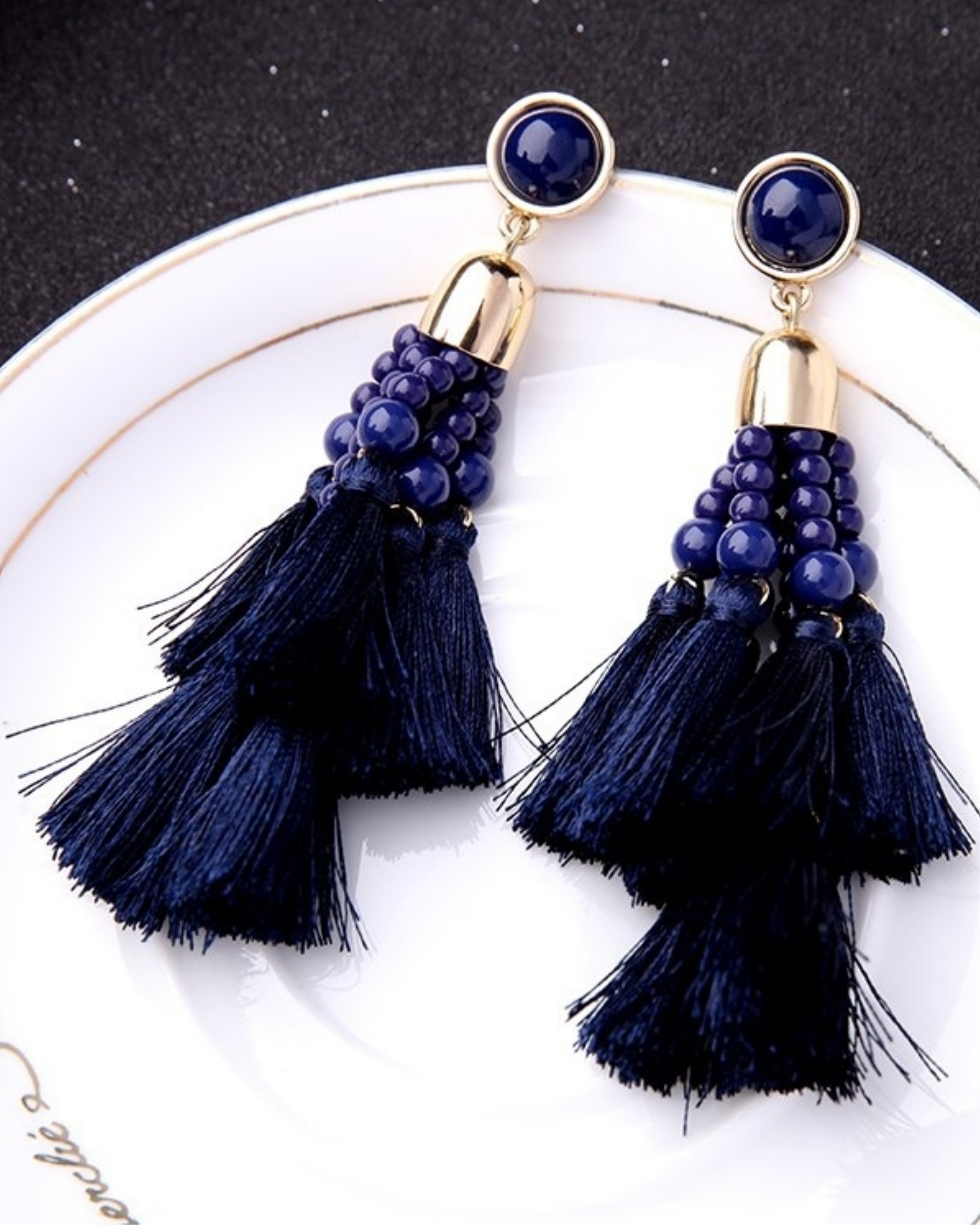 Blue tassel earrings by Streethopper | The Secret Label