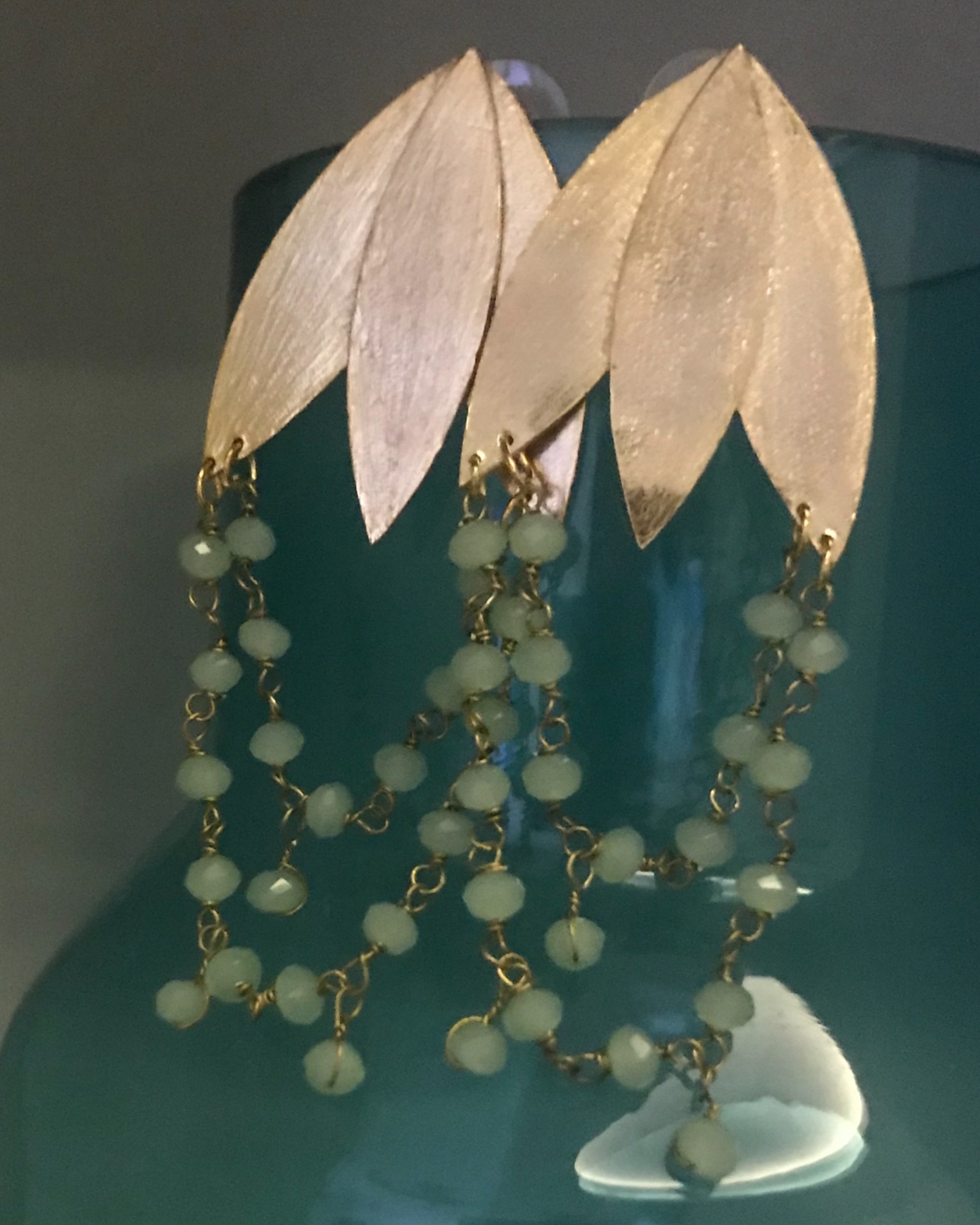 Pastel green and petal drop earring by House Of Balee The Secret Label