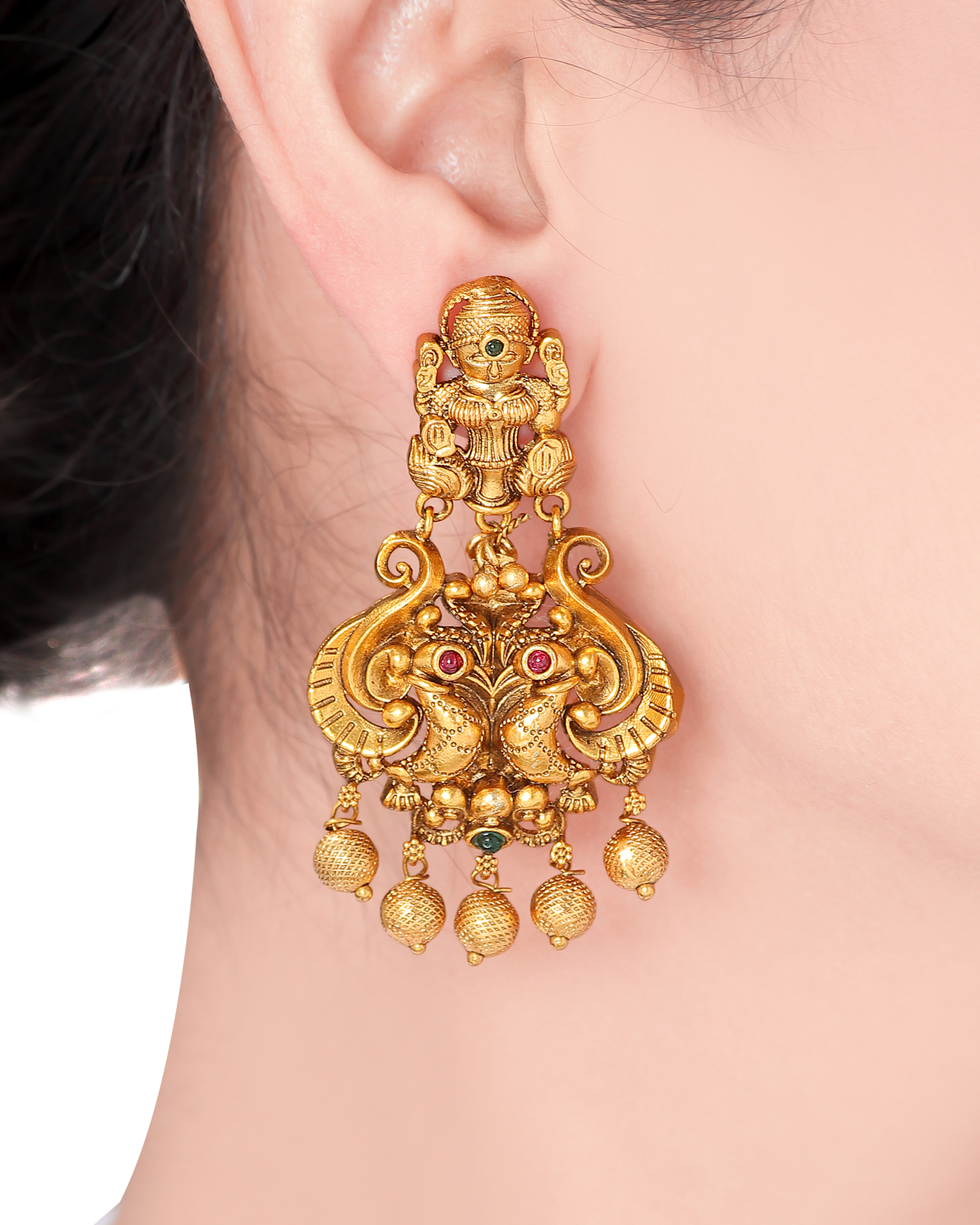 Golden tiered navya earring with beads by Joules By Radhika | The ...