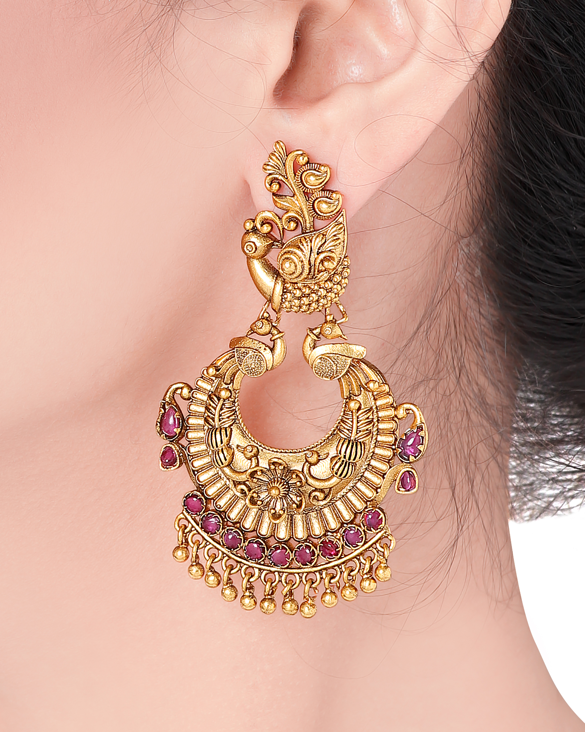 Sukkhi Amazing Pearl Gold Plated Kundan Meenakari Chandbali Earring Fo   Sukkhicom