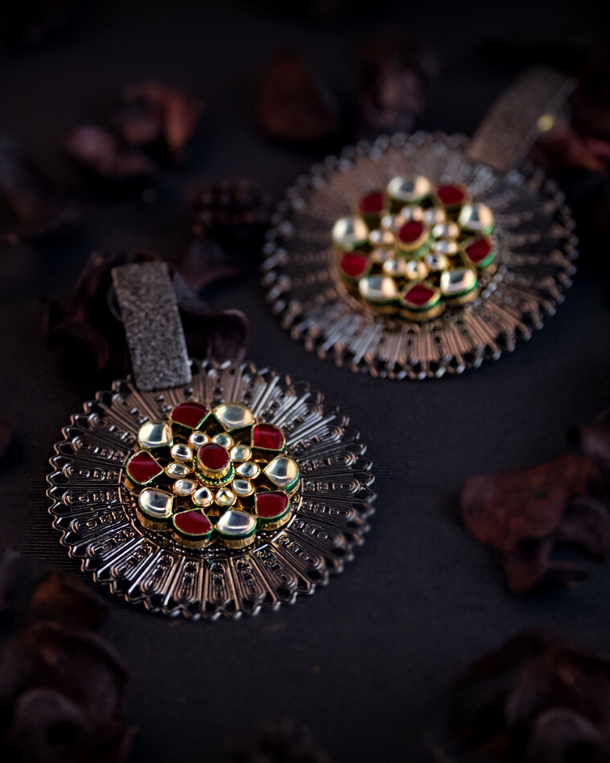 Chakra kundan fusion earrings by Shaalin Jewellery  The Secret Label