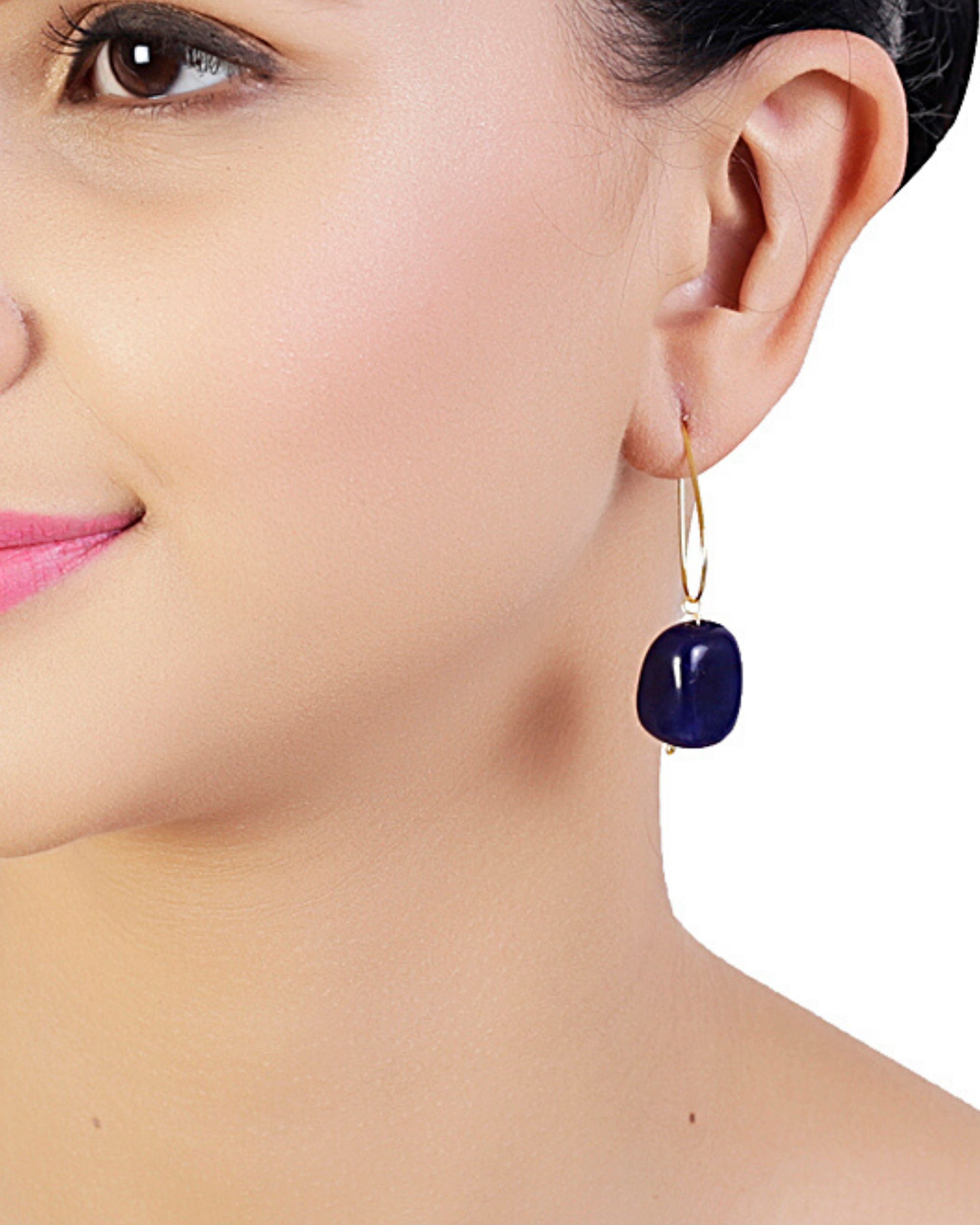 Buy Black Drop Earrings With Silver Blue Stones Online  W for Woman