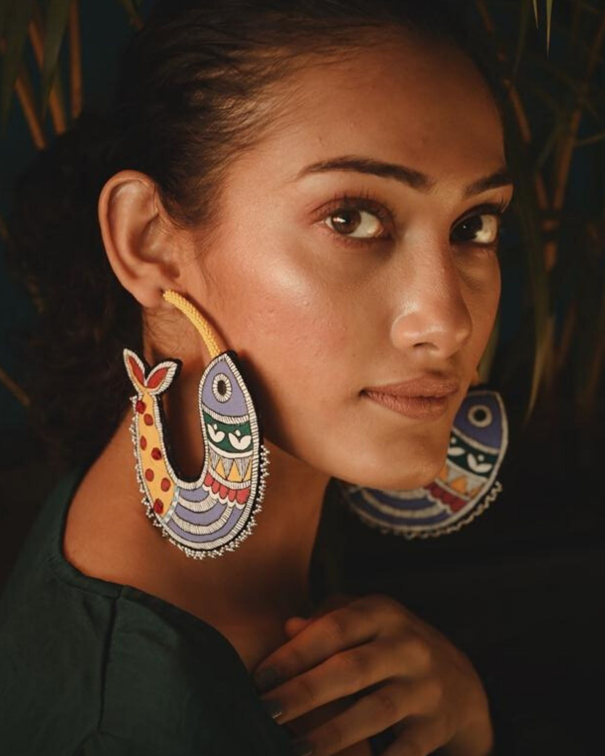 Madhubani fish motif earring