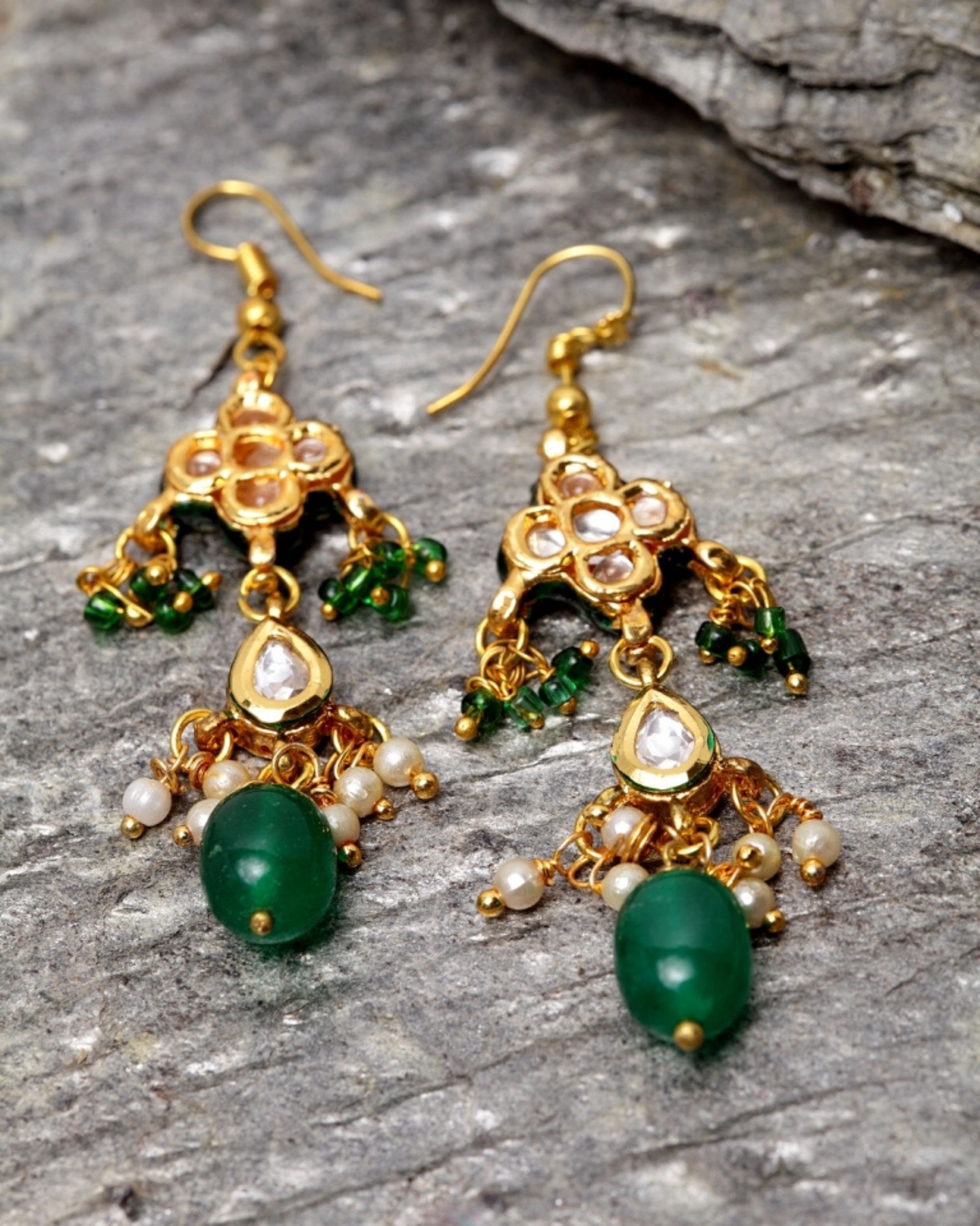 Pearl on sale emerald earrings