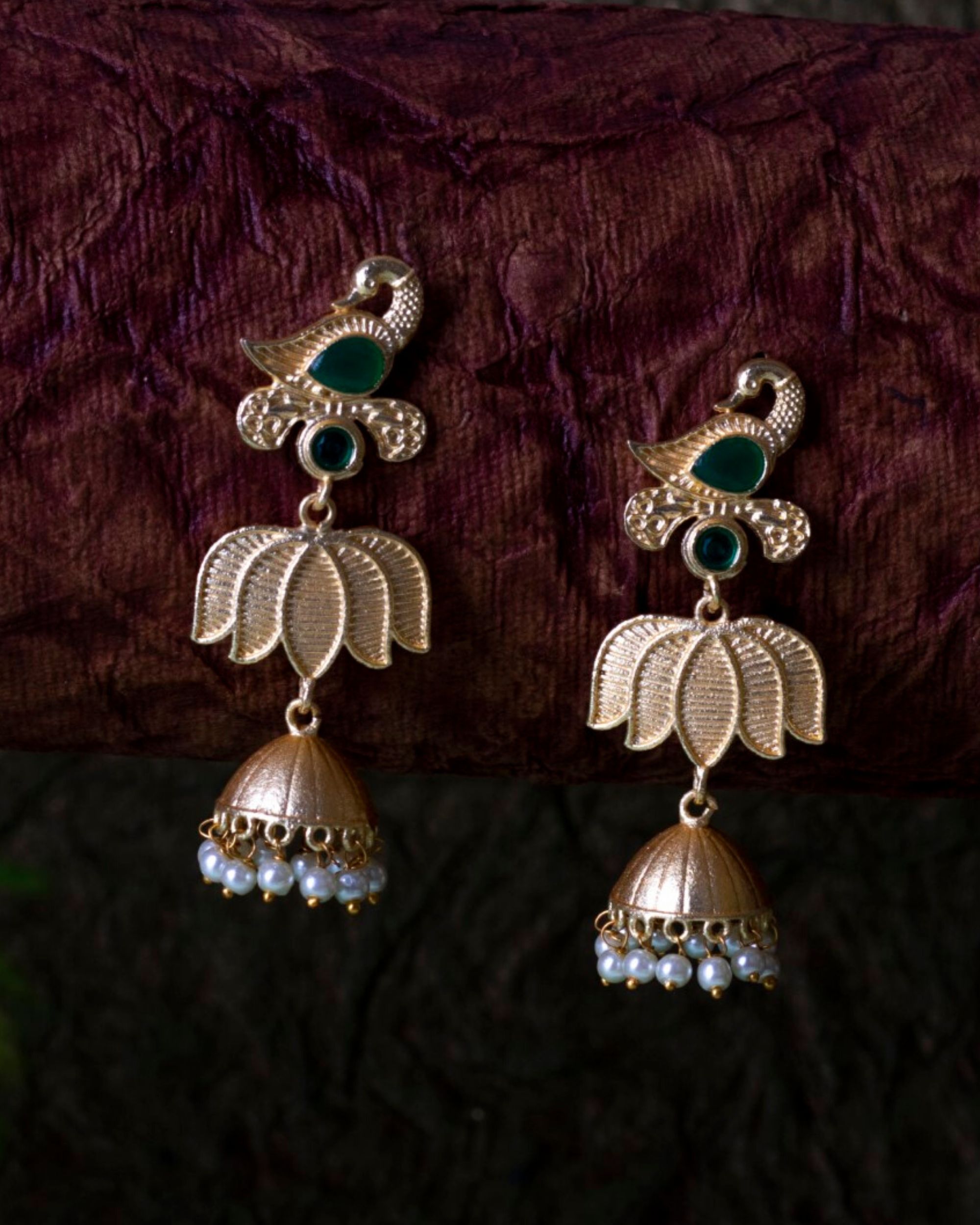 Lotus motif pearl jhumka by Studio B 40 | The Secret Label