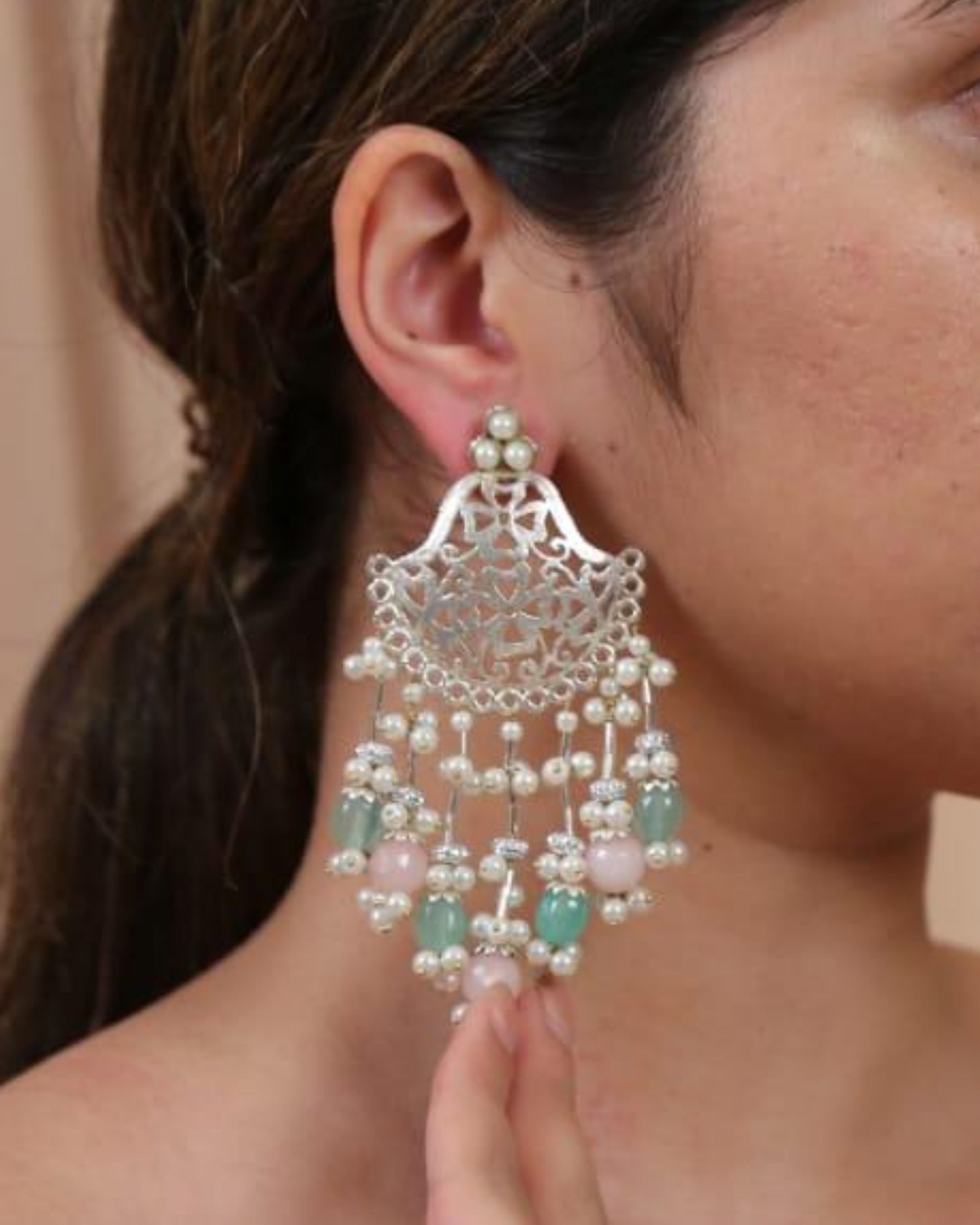 Pastel hued dangler earring by A Line The Secret Label