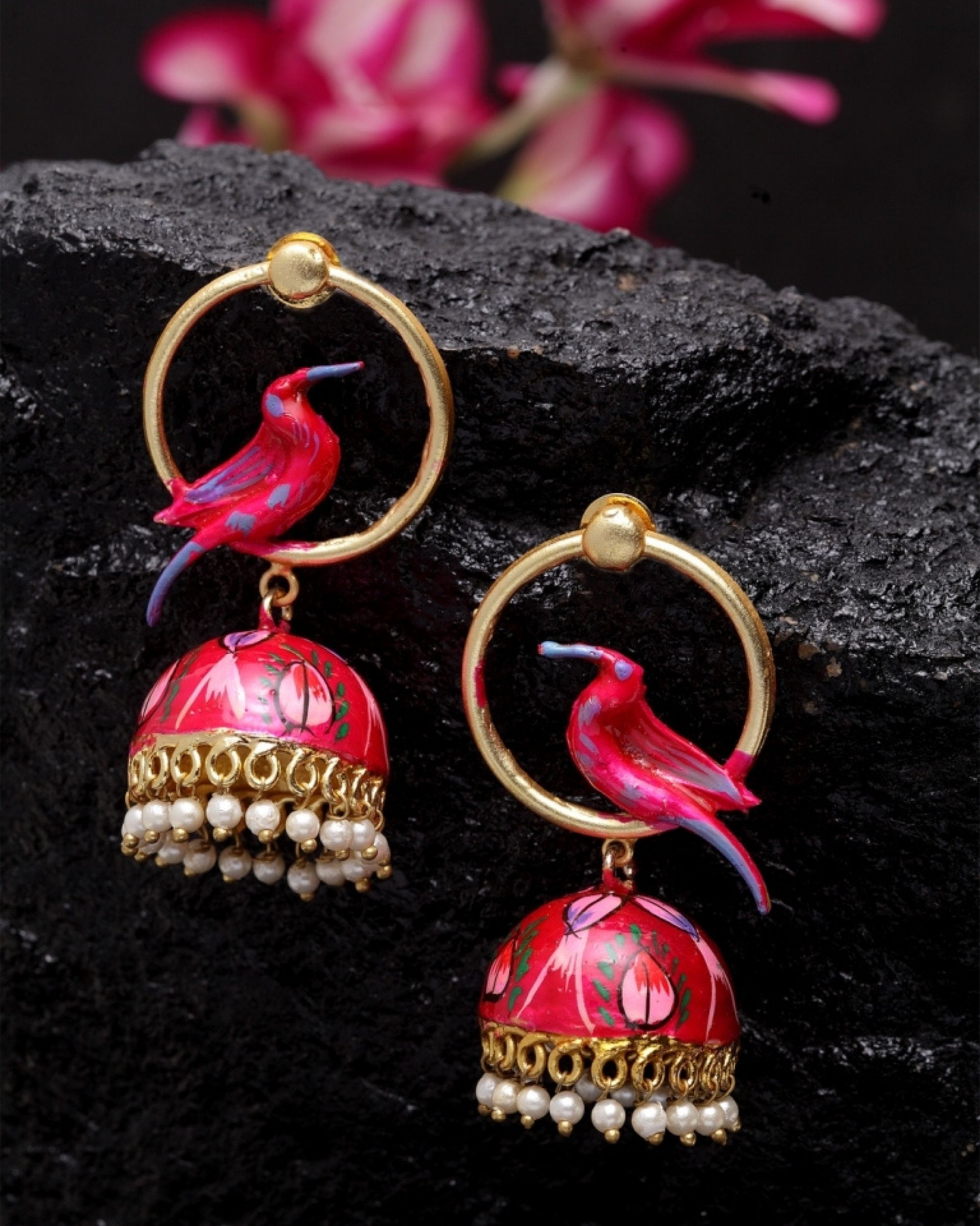 Dark deals pink jhumkas