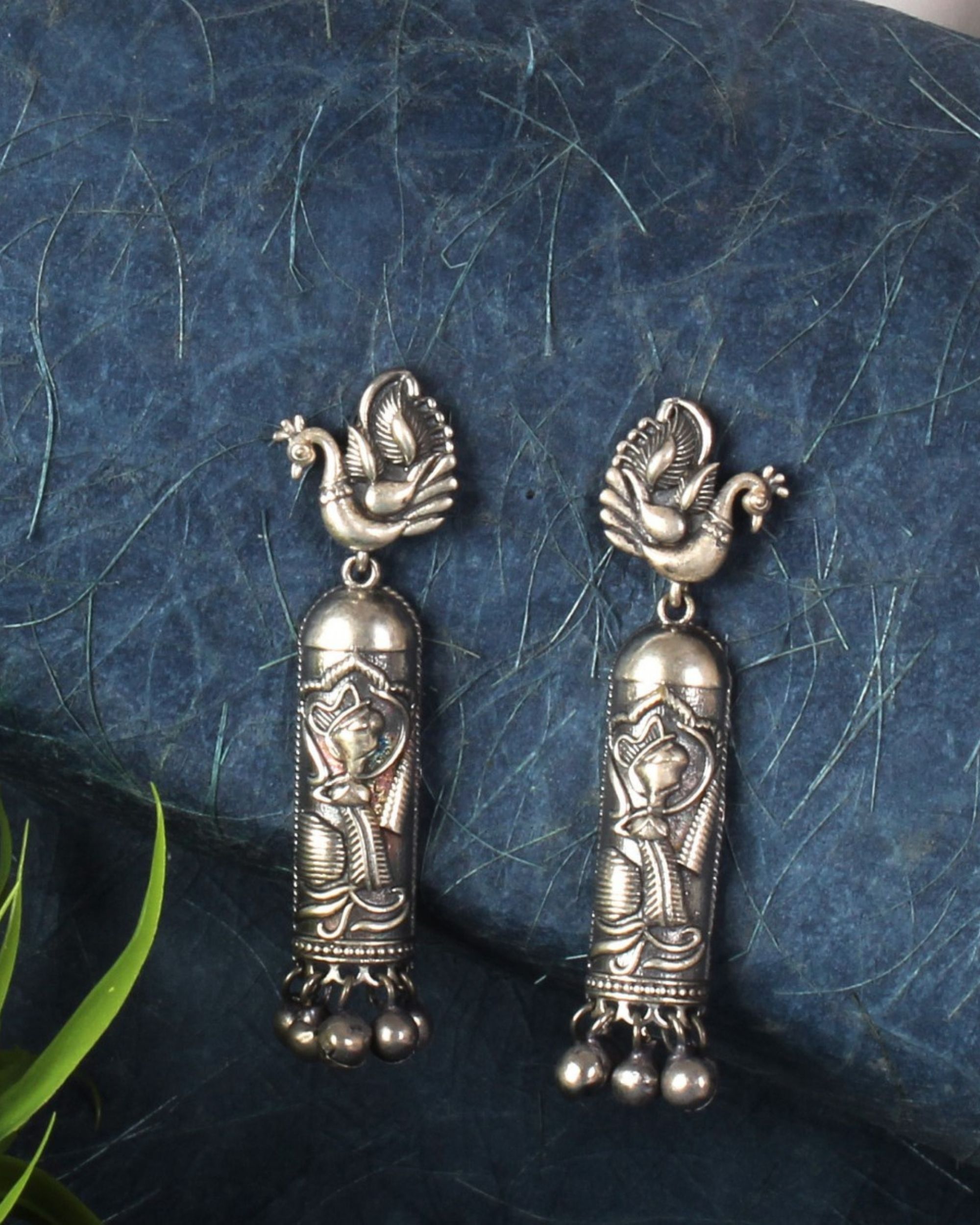 Peacock motif ghunghroo earring
