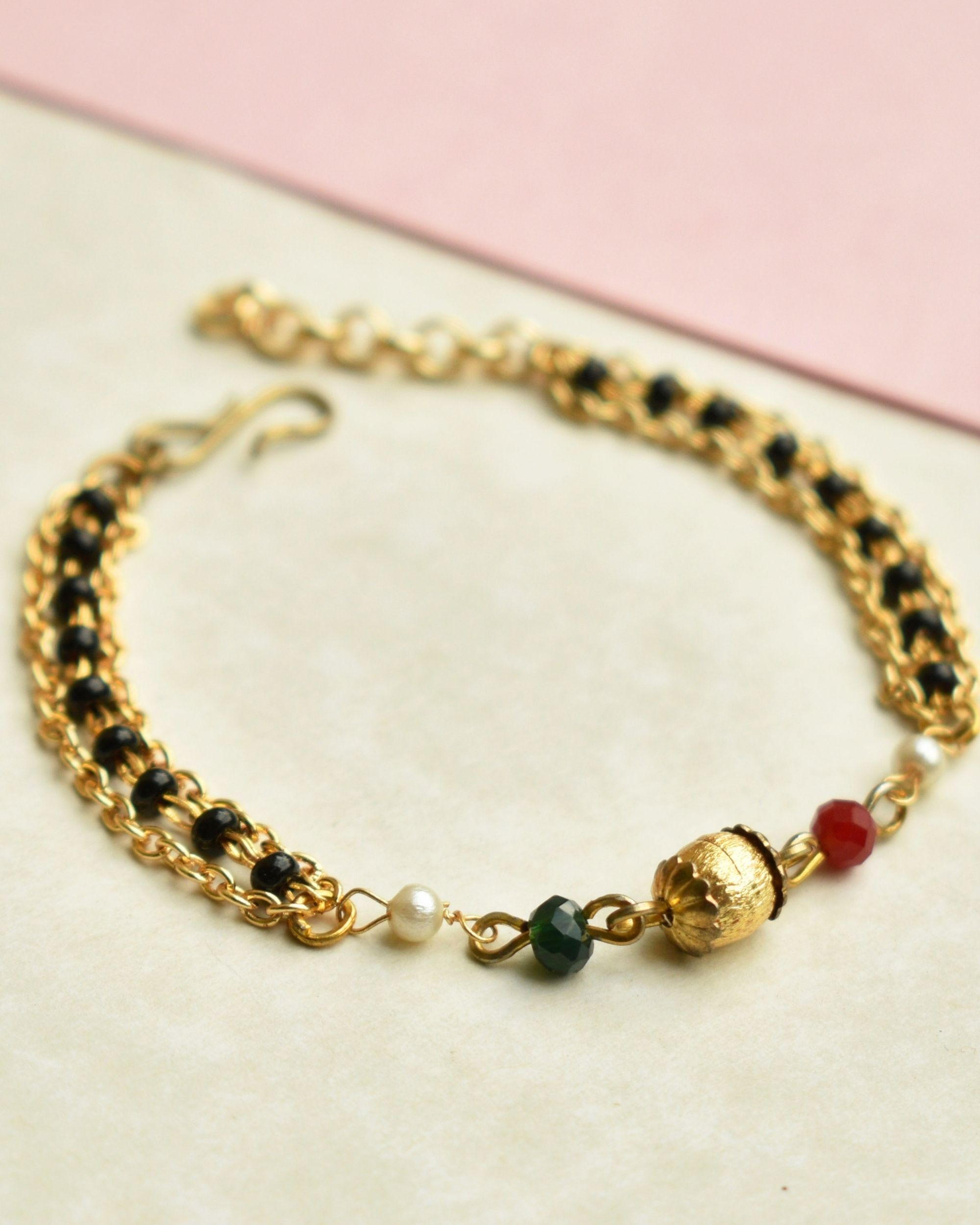 Black Beads/Mangalsutra Gold Bracelet 22 Karat – aabhushan Jewelers