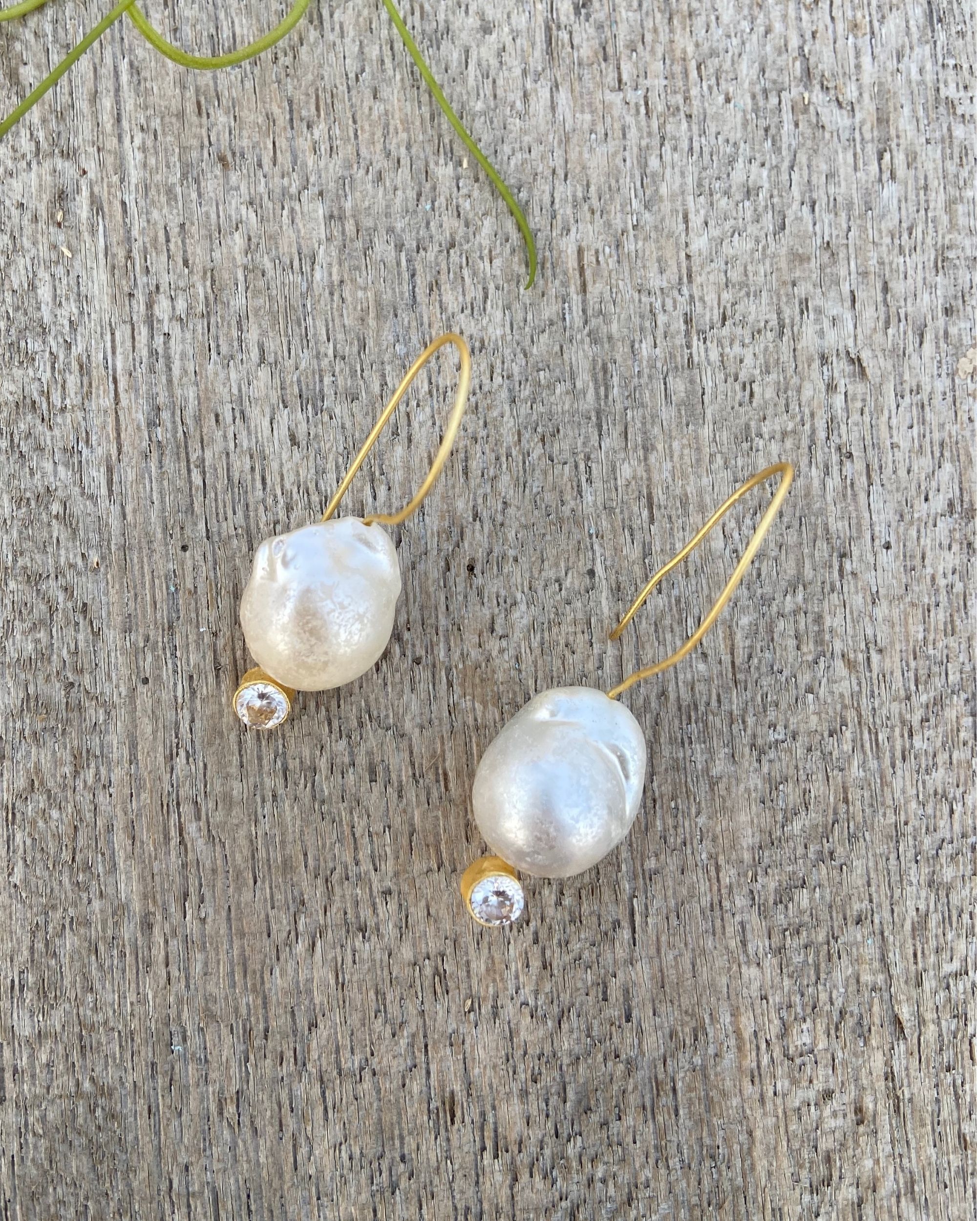 Pearl drop stone embellished hook earring