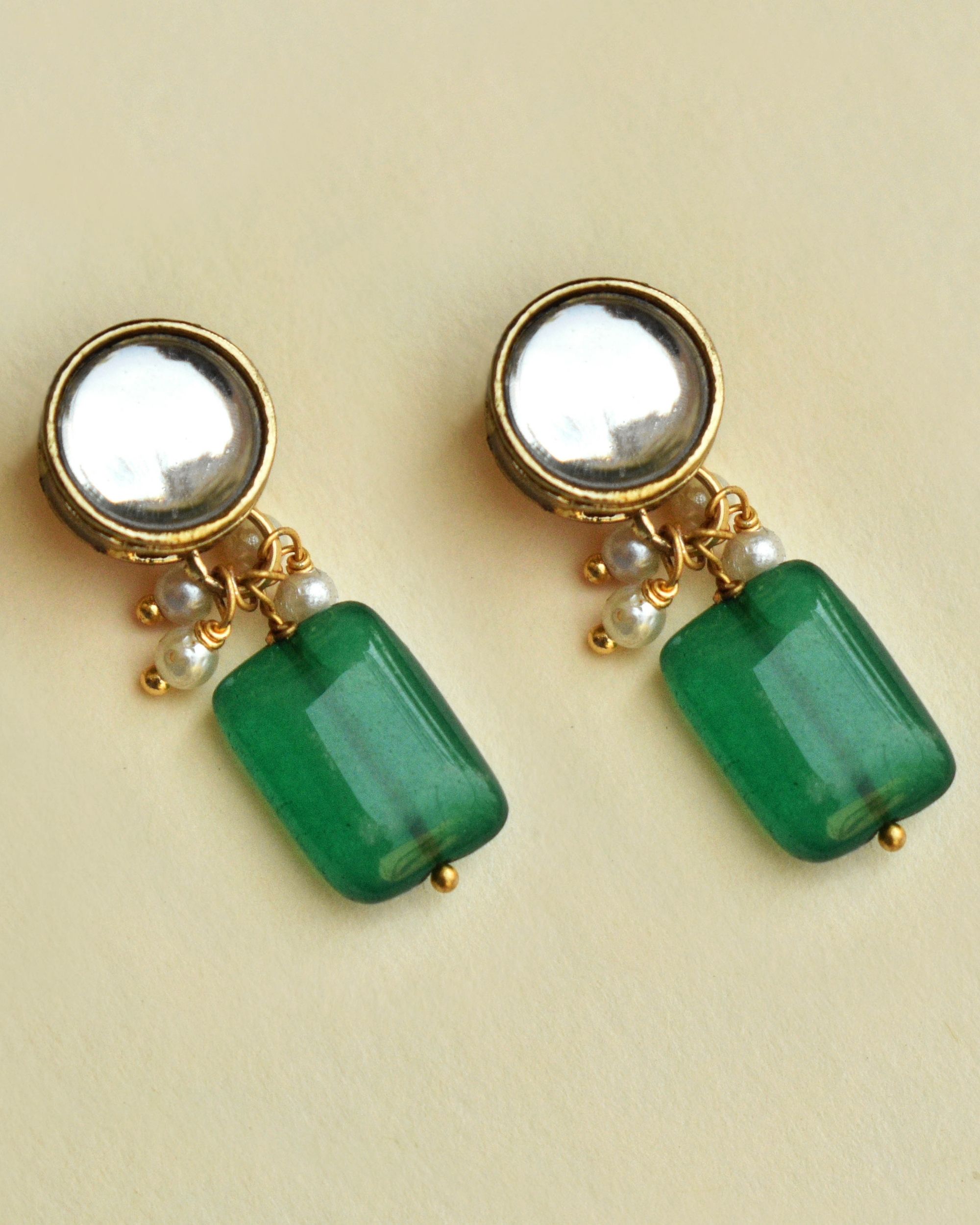 Green stone earrings