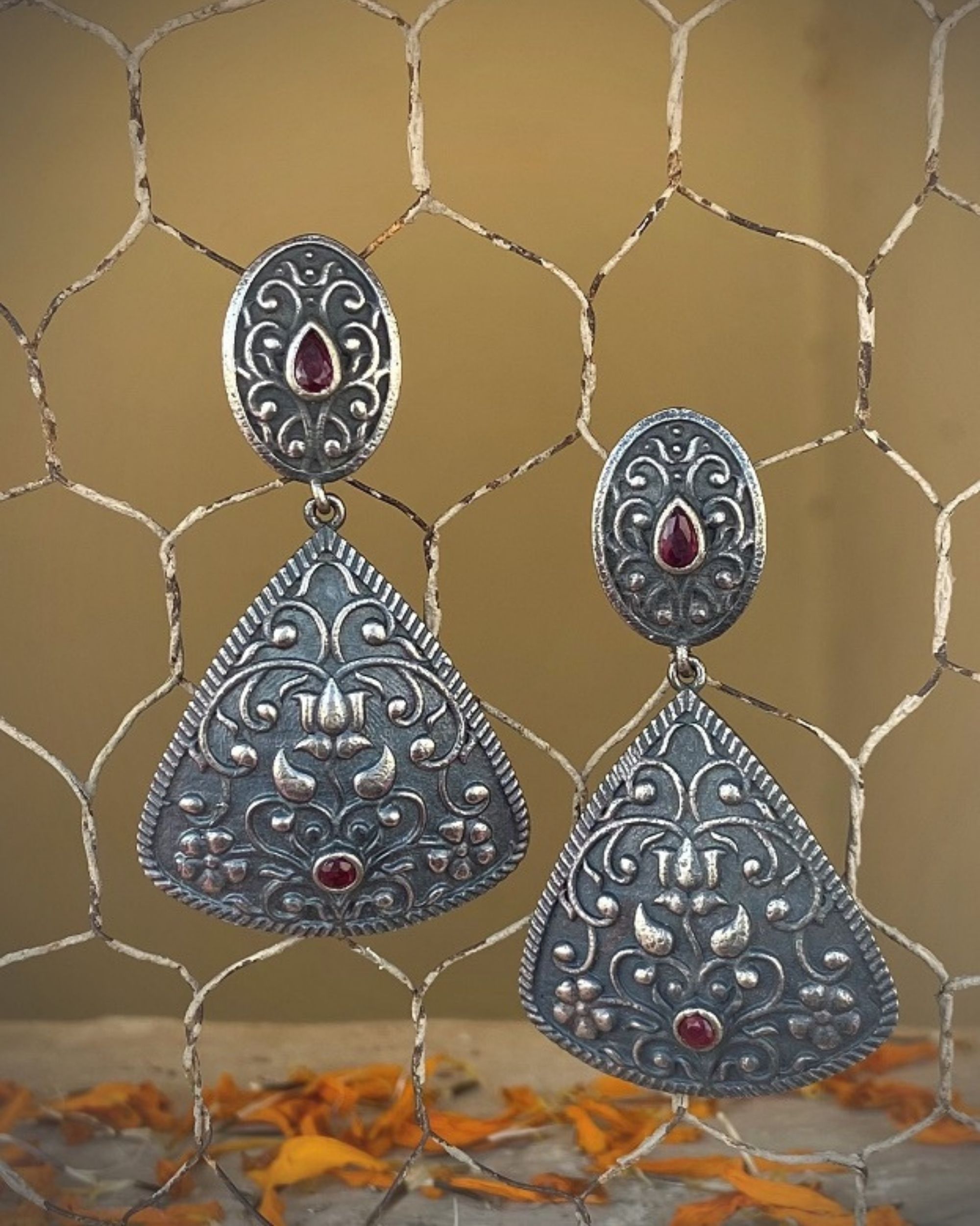 Tribal textured drop  earrings