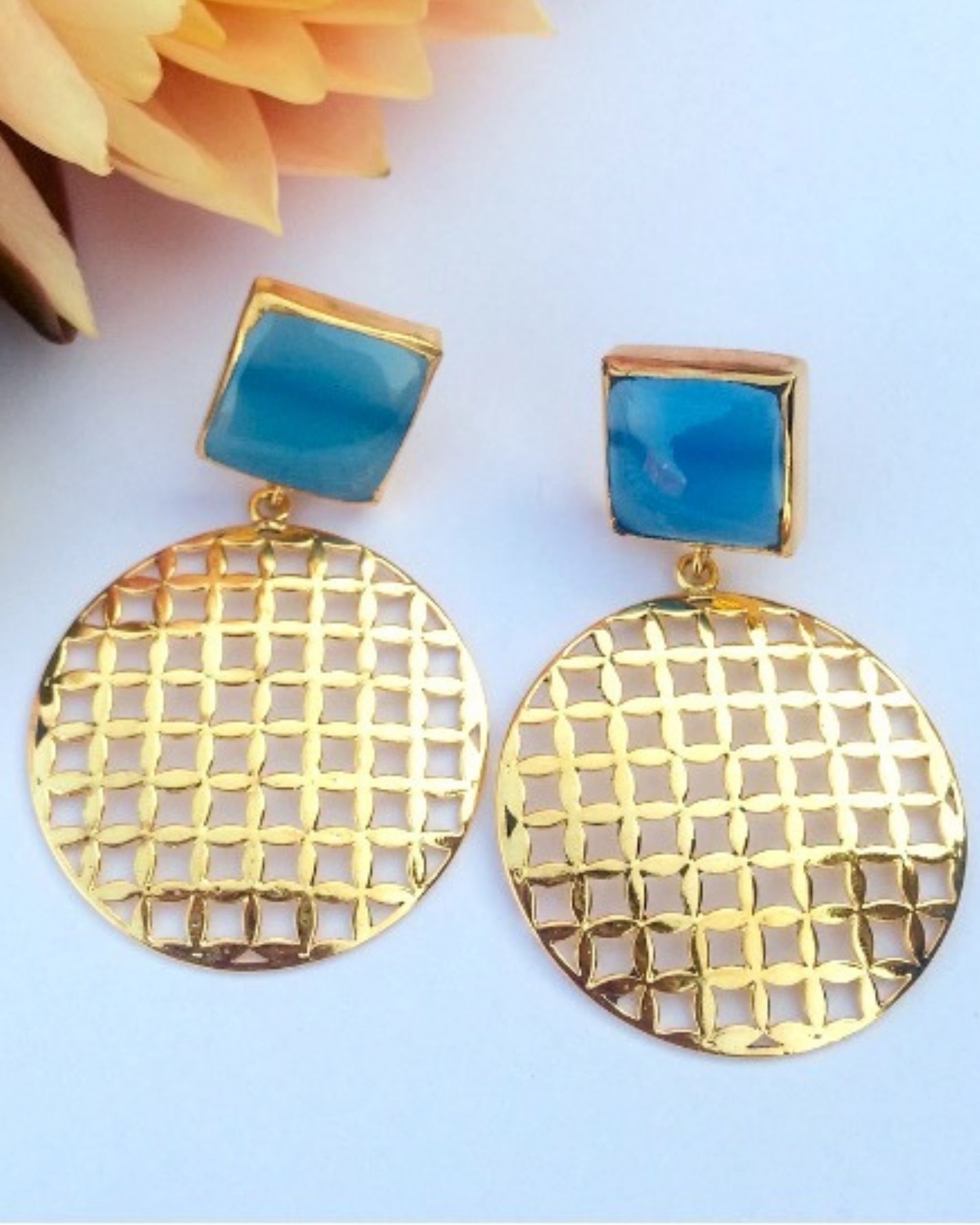 Blue mesh earrings by Jewellery by Mitali Jain The Secret Label