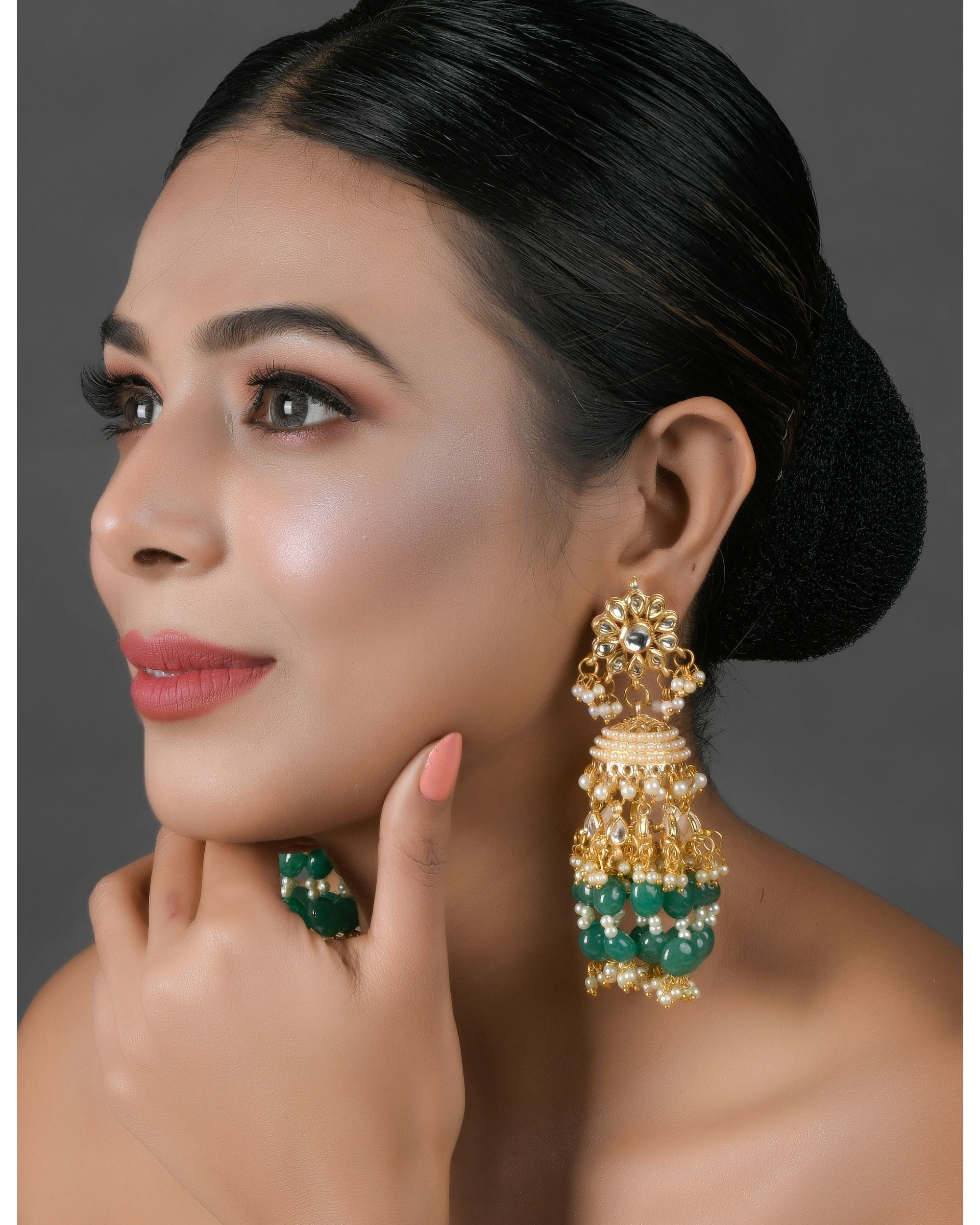 Emerald Shaniya Jhumkis  Bling Bag