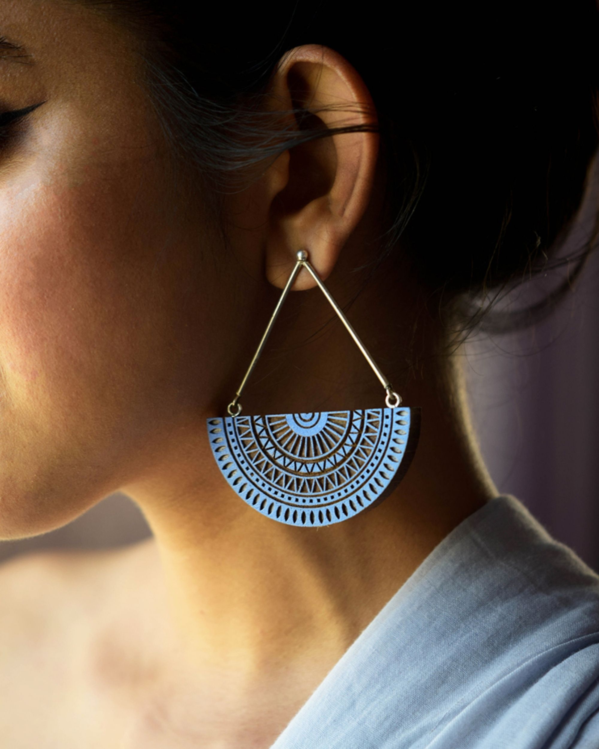 Indigo blue chandratithi earrings