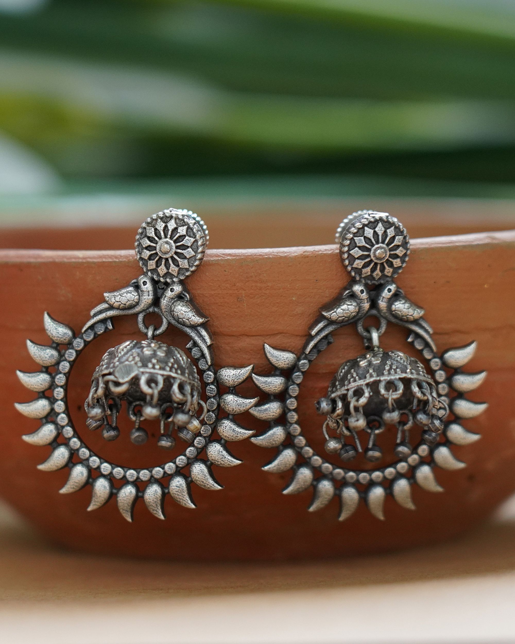 Hand crafted peacock designed jhumka