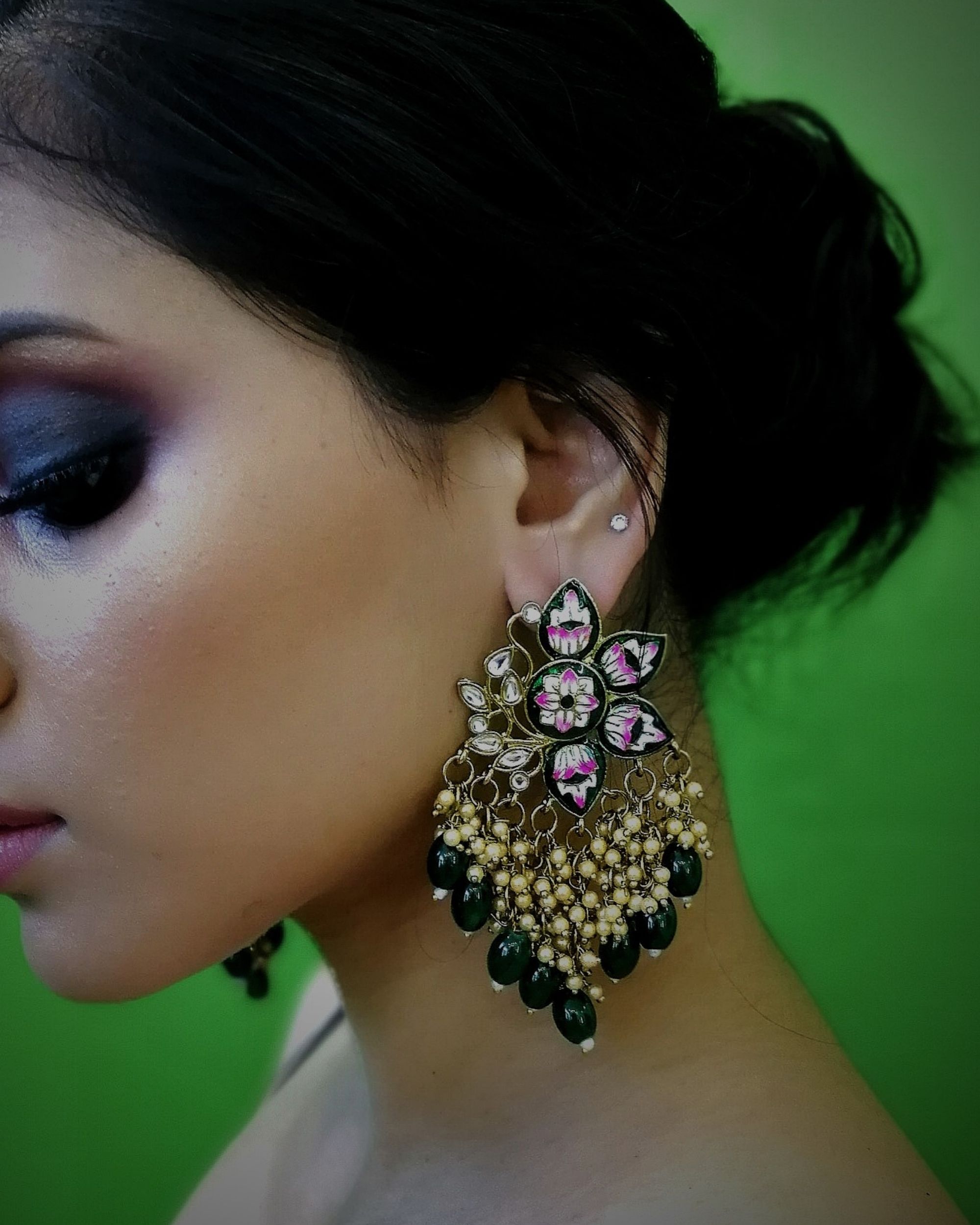 Fashionable Trendy Earrings for Diwali/white Green - Etsy UK