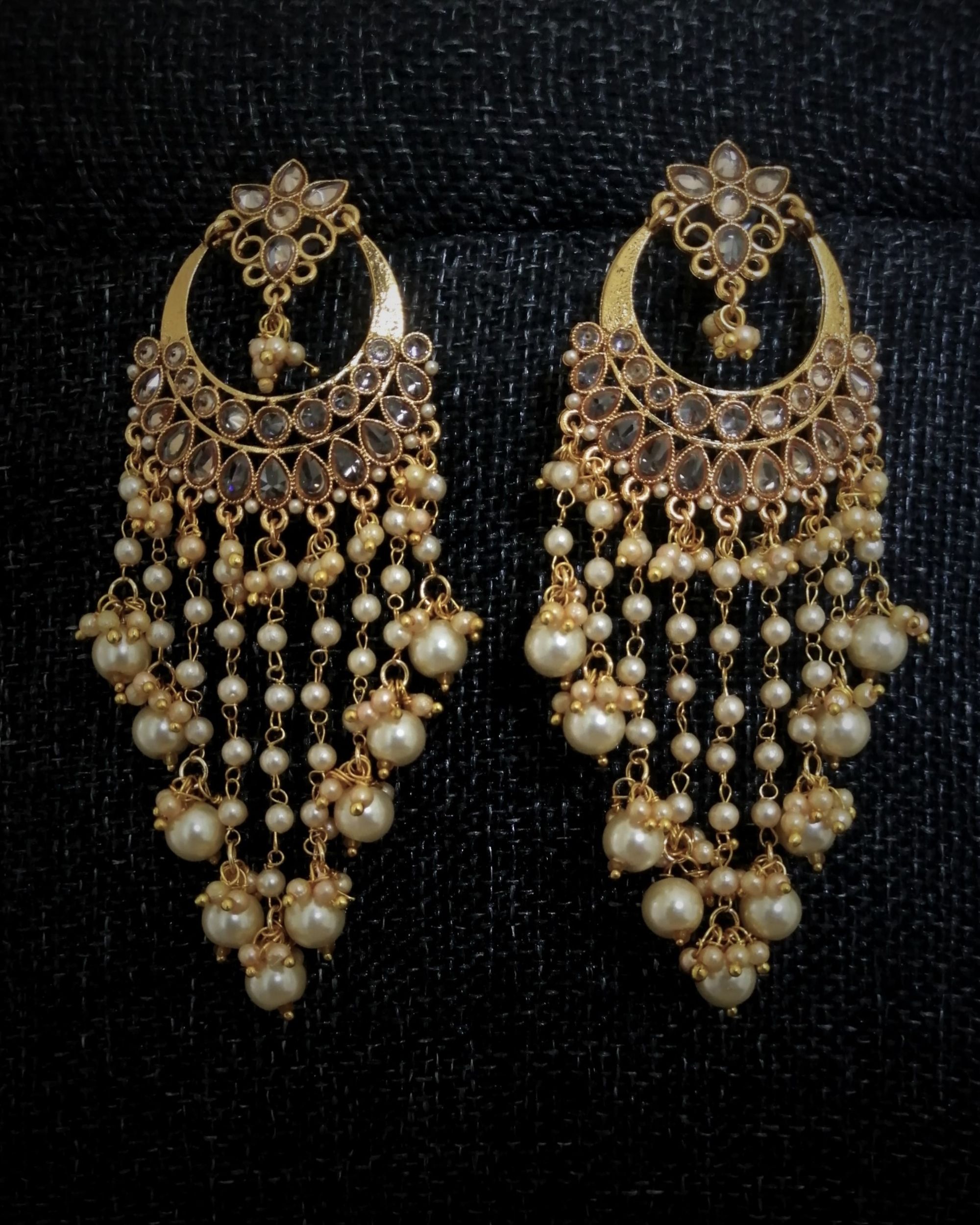 Pearl string dangling chandbali by Amytra's | The Secret Label