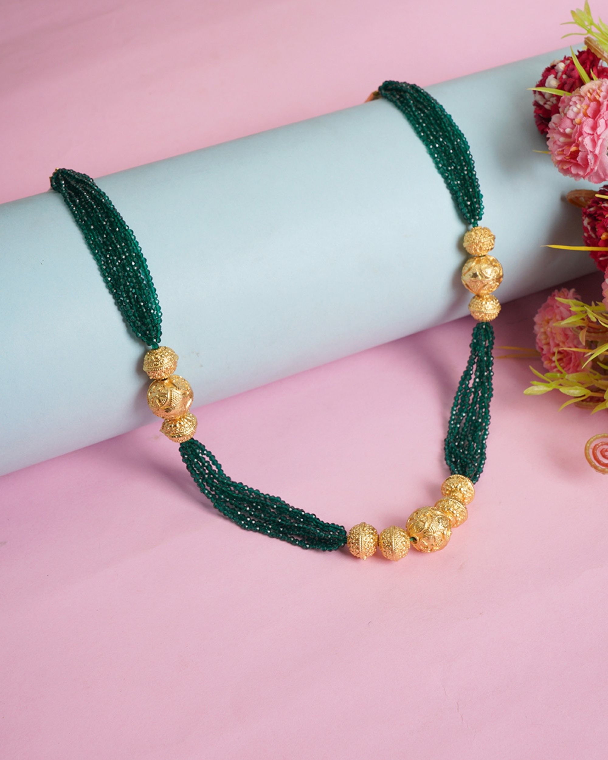 Green beaded handcrafted necklace
