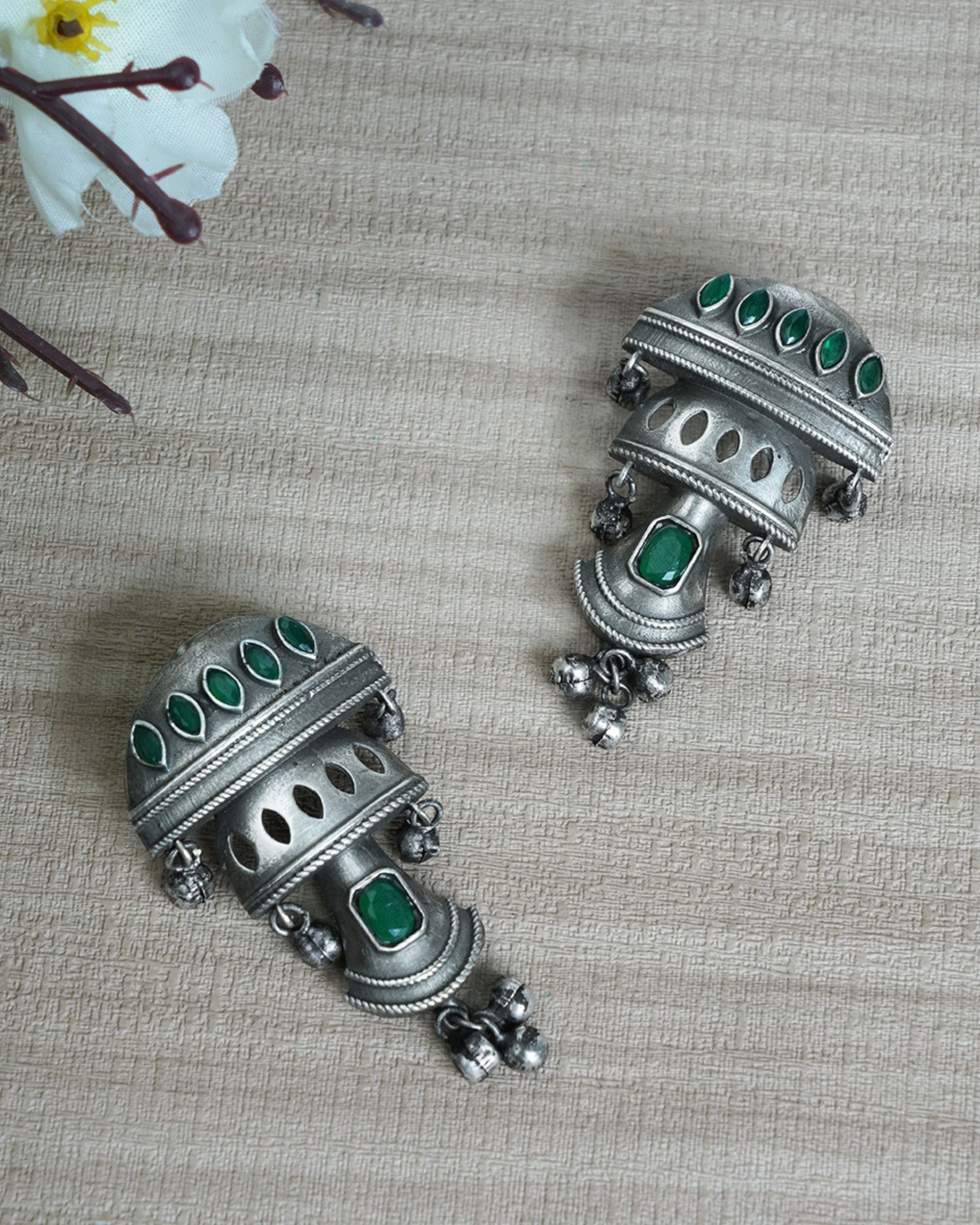 Dome shaped ghungroo beaded earrings