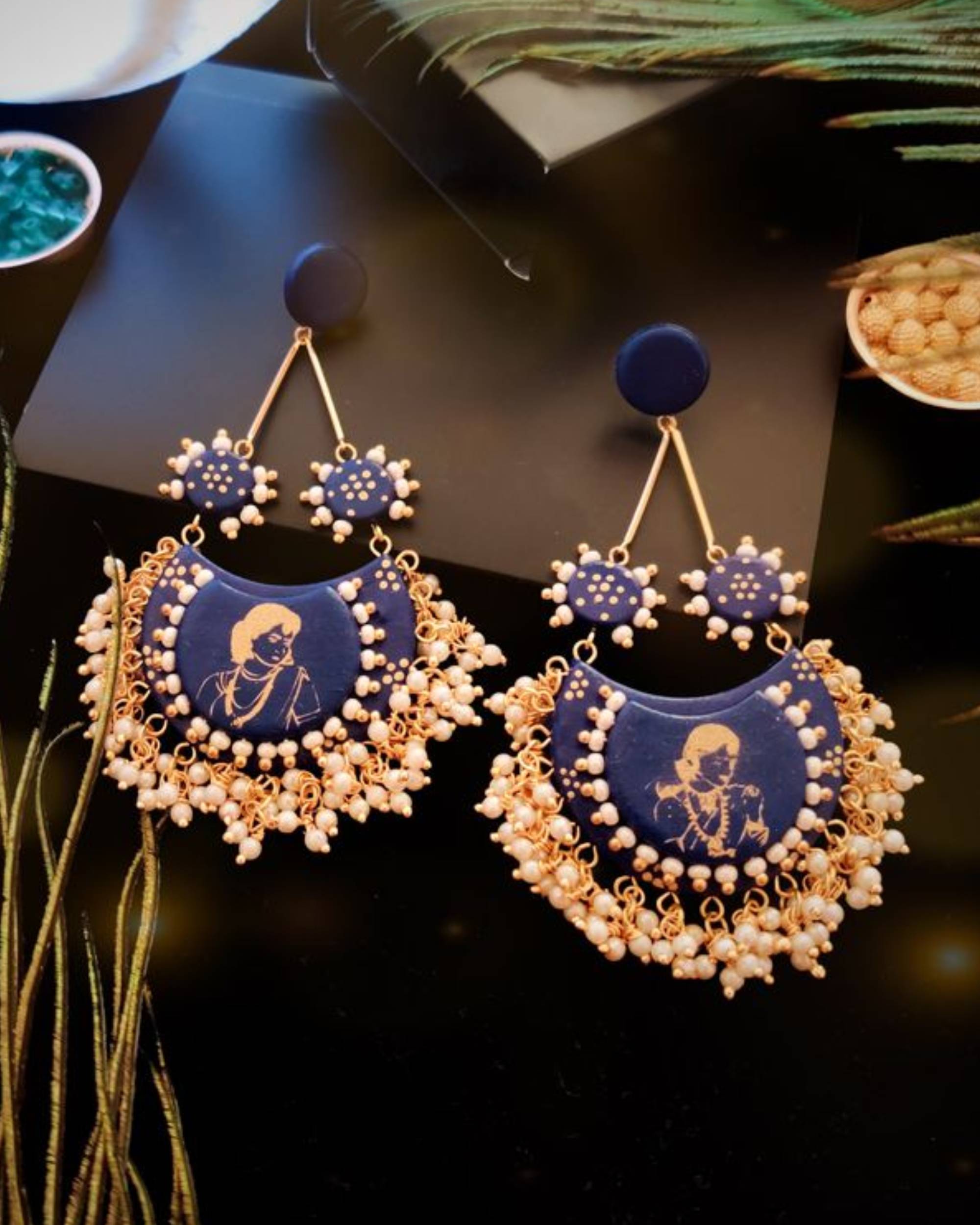 Persian blue dangler earrings