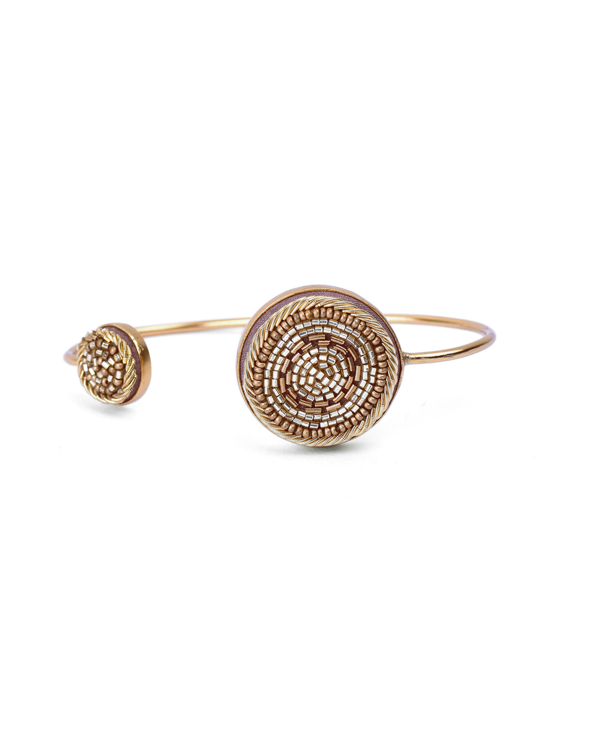 Gold Glass Beads embossed Gold Plated Bracelet by Akihi | The Secret Label