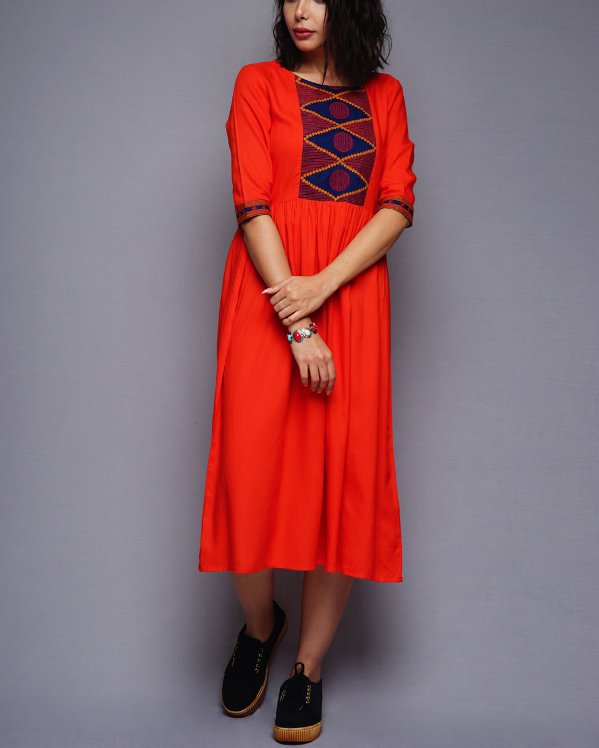 Embroidered yoke gathered dress by UNTUNG The Secret Label