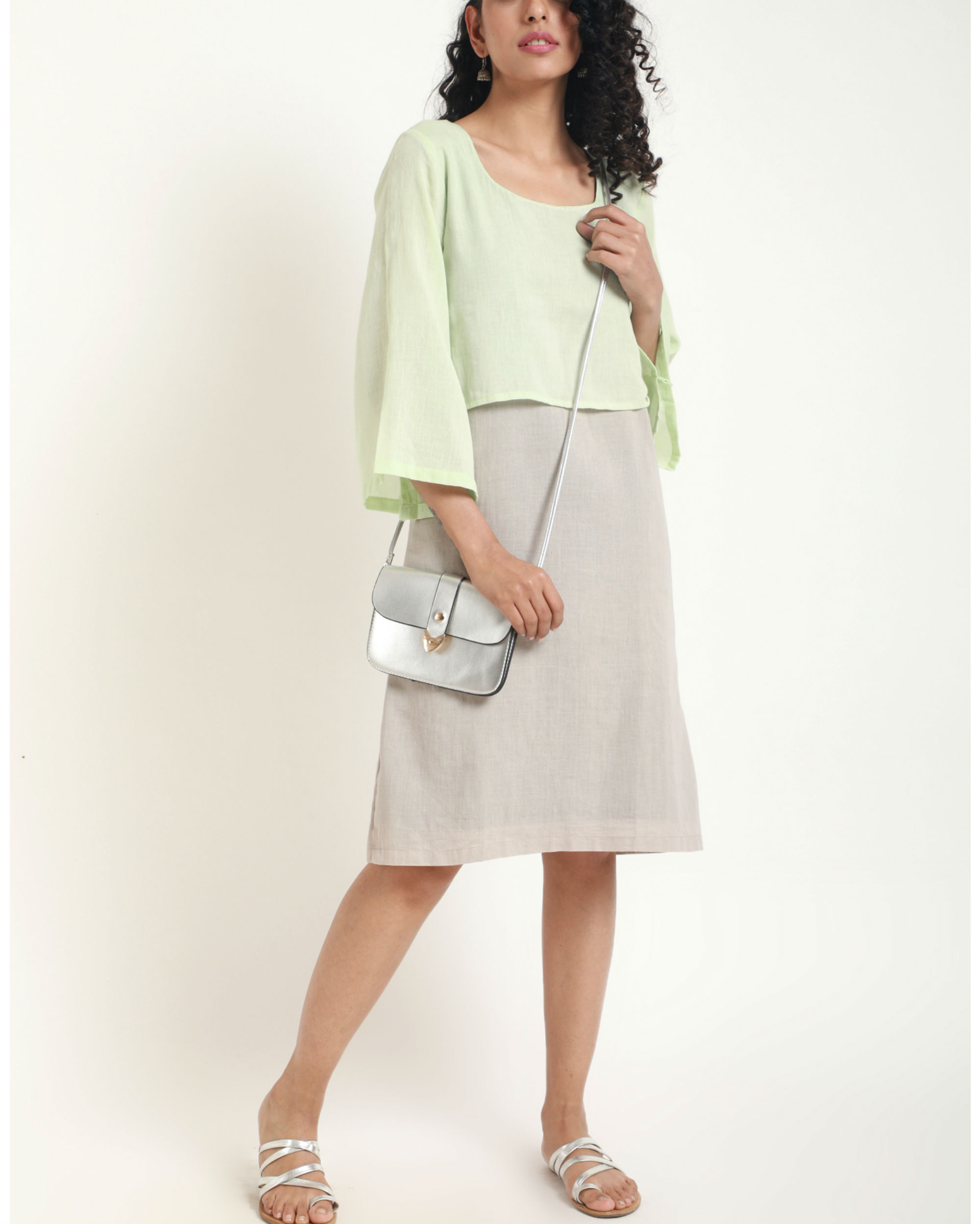 Green crop top grey dress by trueBrowns The Secret Label