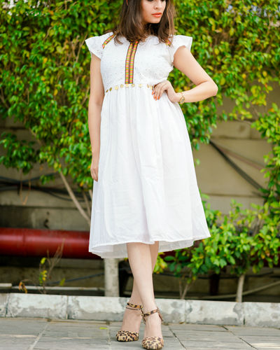 White cotton dress by Pinaki