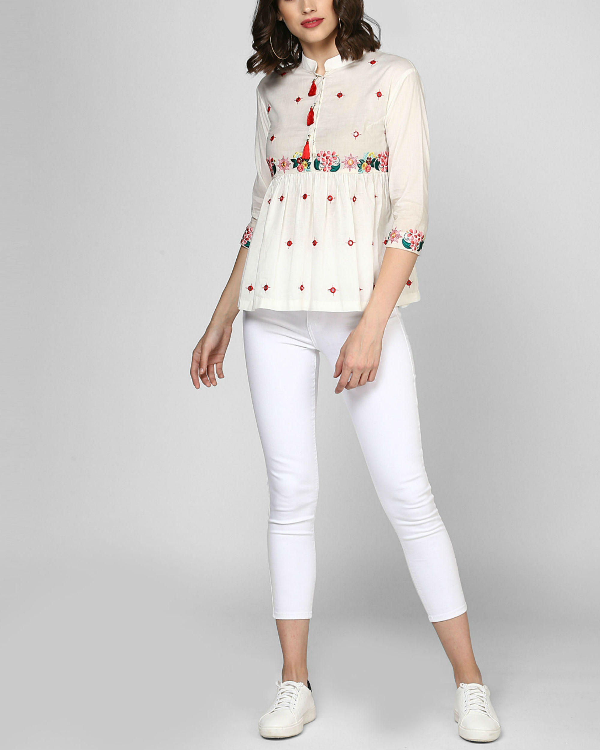 white embroidered top
