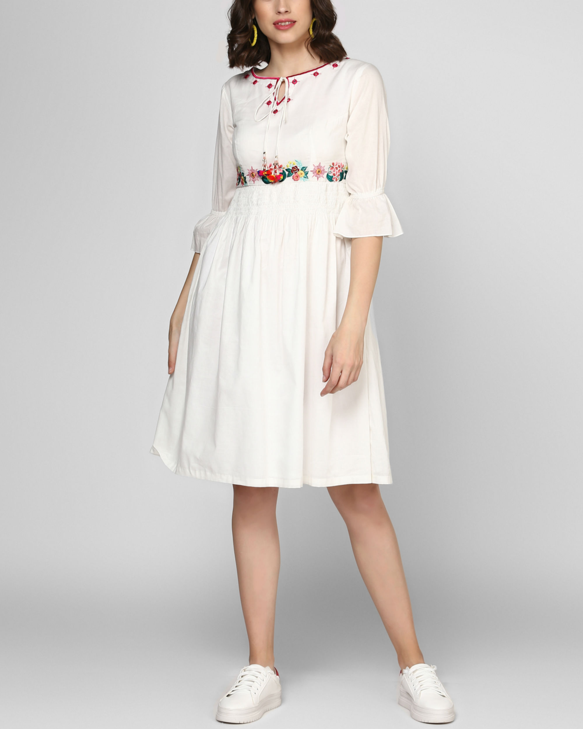 White Embroidered Midi Dress By Pa aR The Secret Label