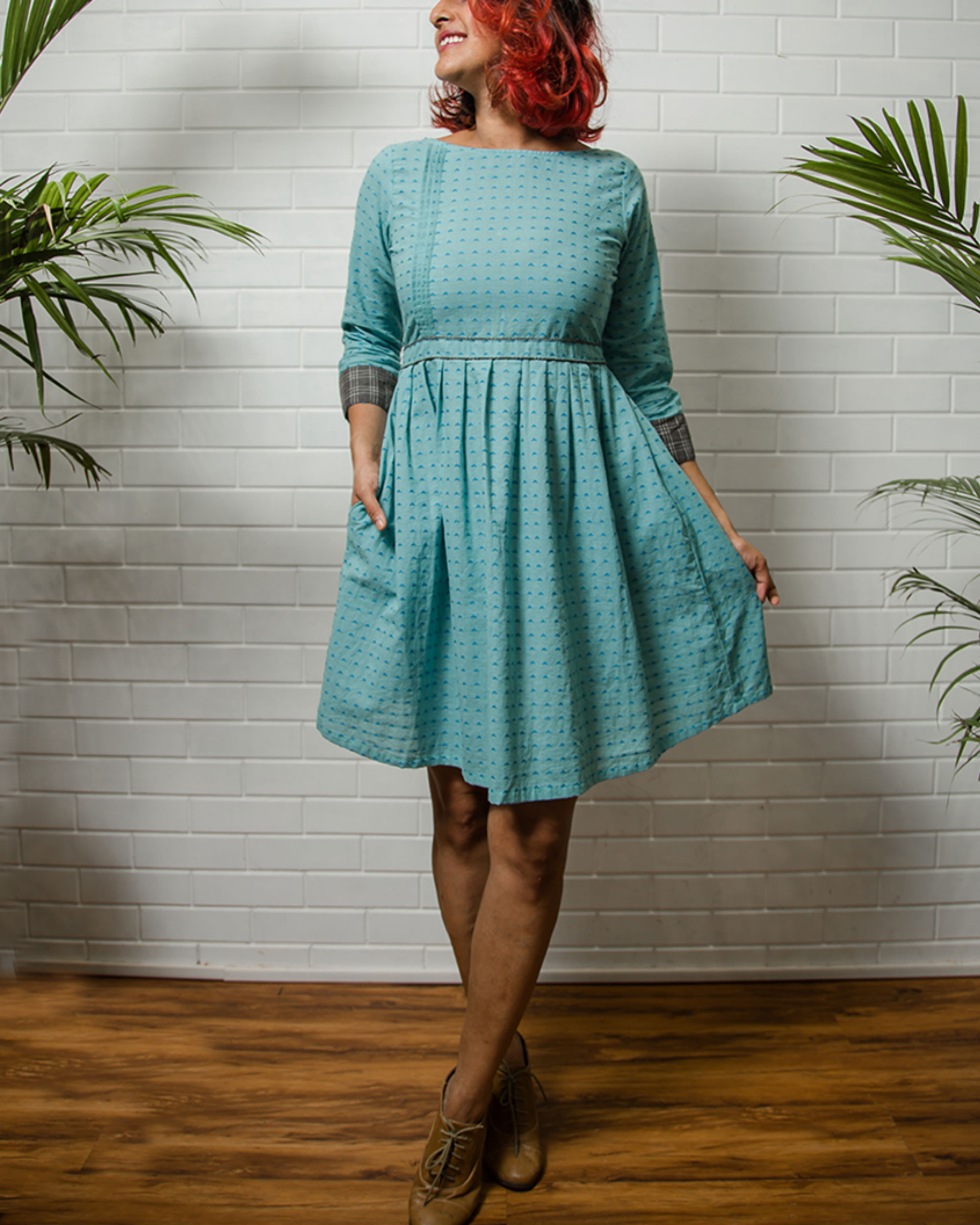 Blue checkered dress by Why So Blue | The Secret Label