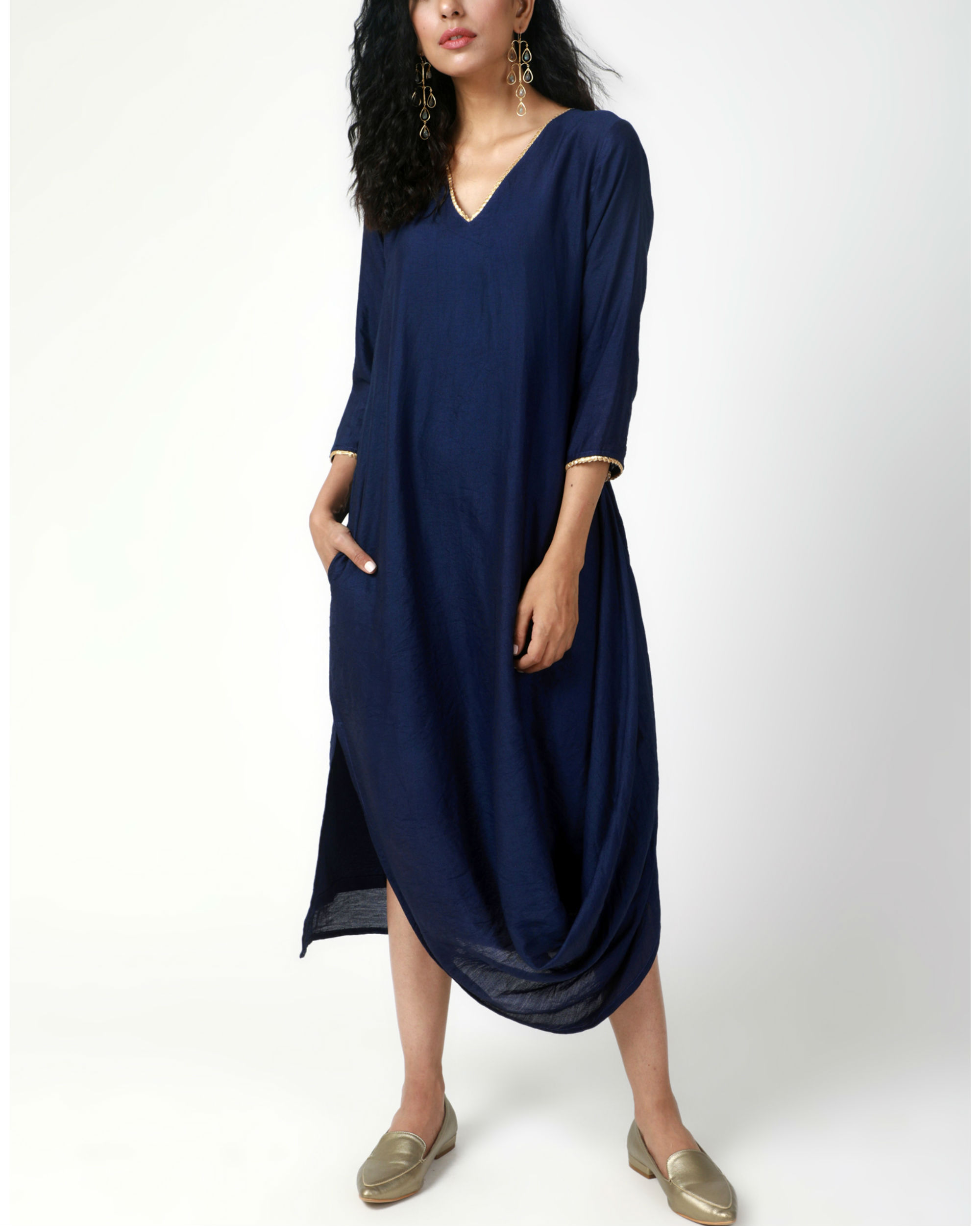 Blue cowl dress by trueBrowns | The Secret Label