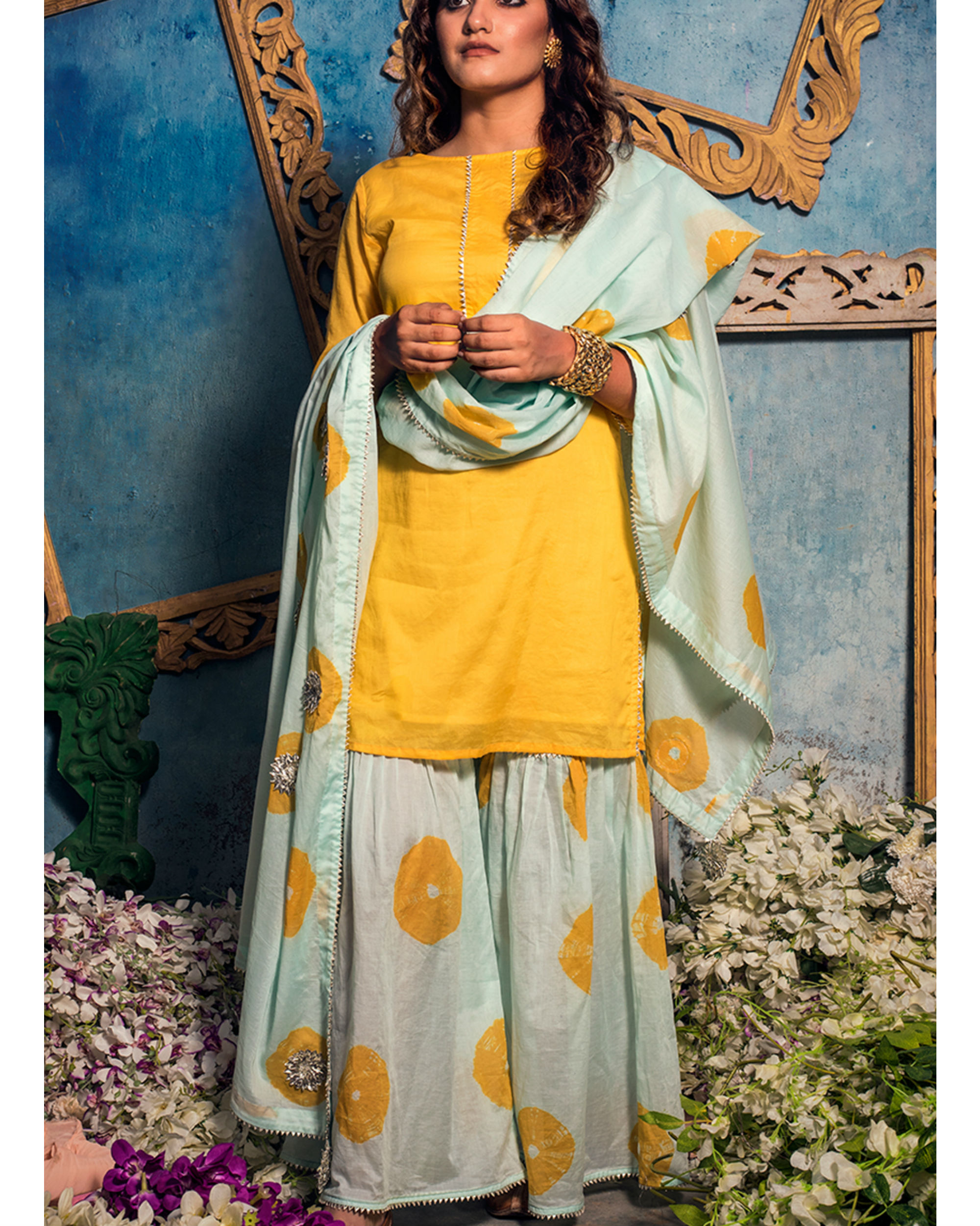 yellow sharara set