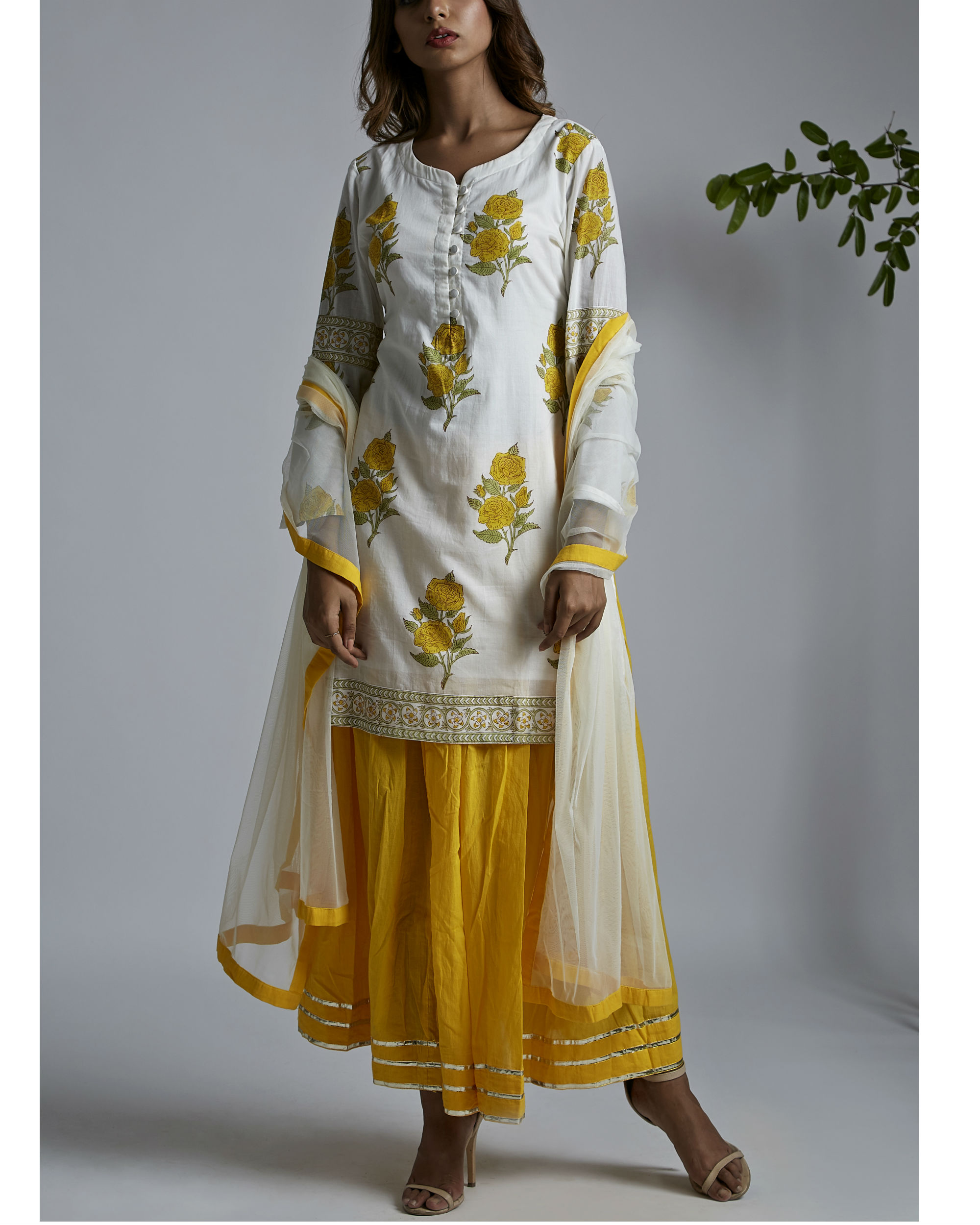 party wear kurta skirt set