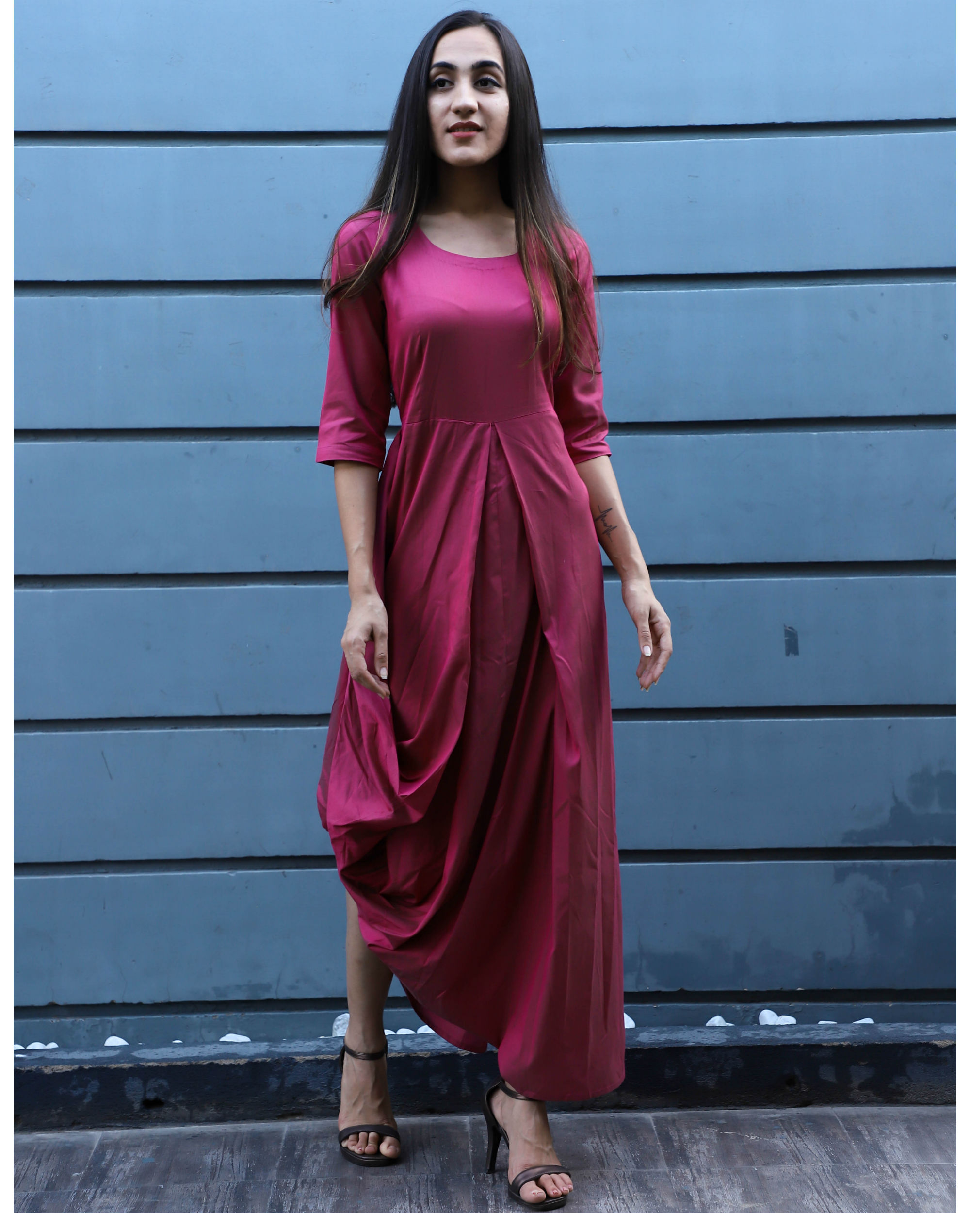 Rouge cowl dress by Kaaj | The Secret Label