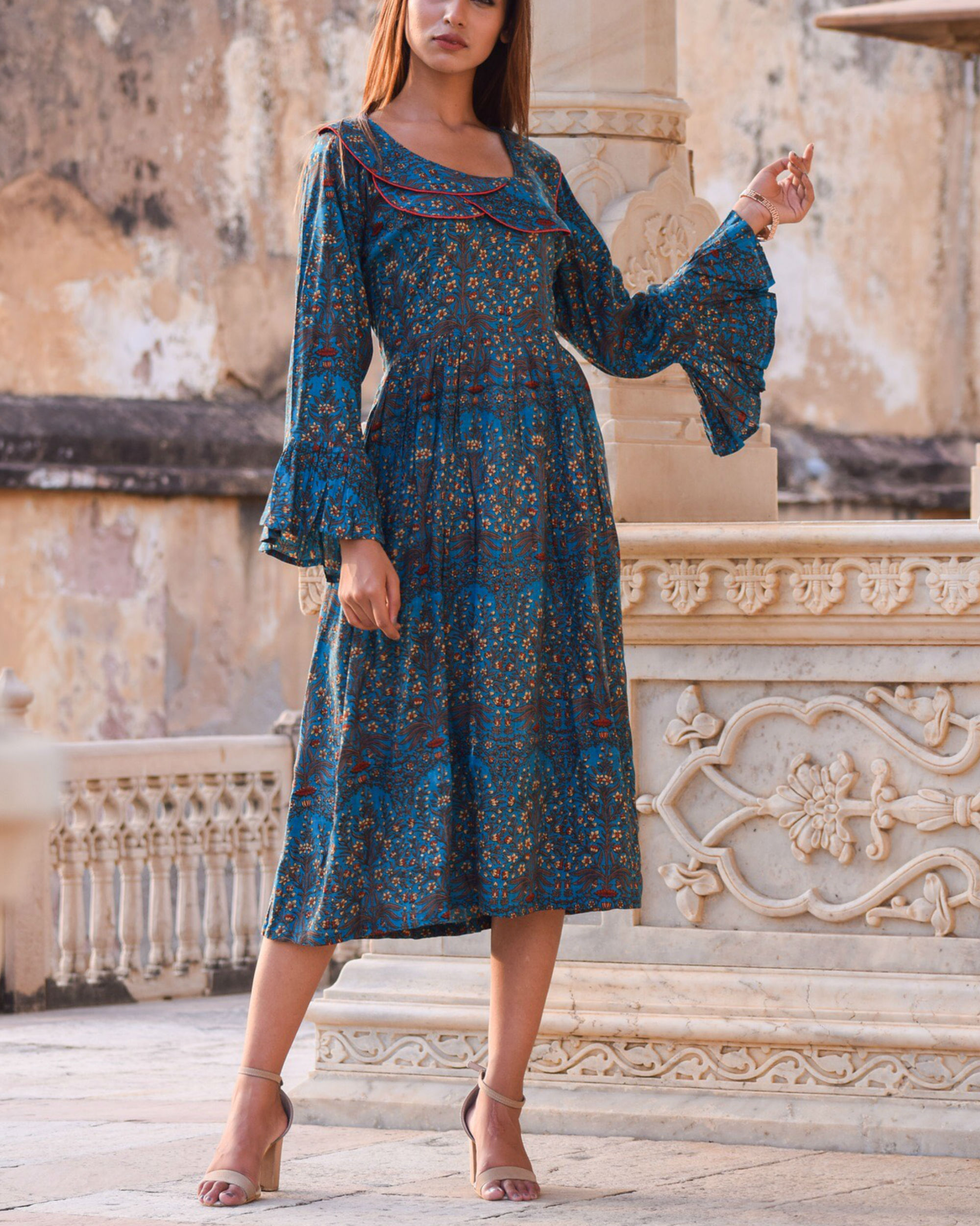 Layered neckline dress by Amari Jaipur | The Secret Label