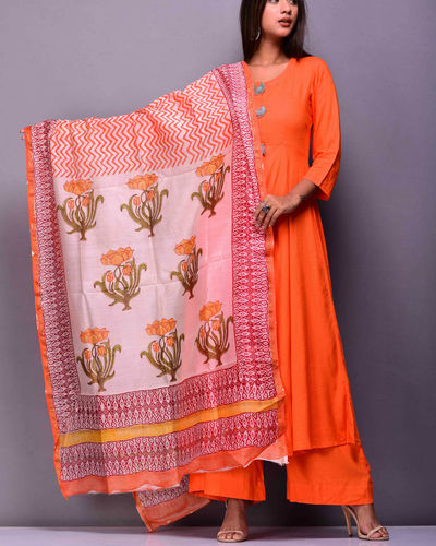 punjabi suit with orange dupatta