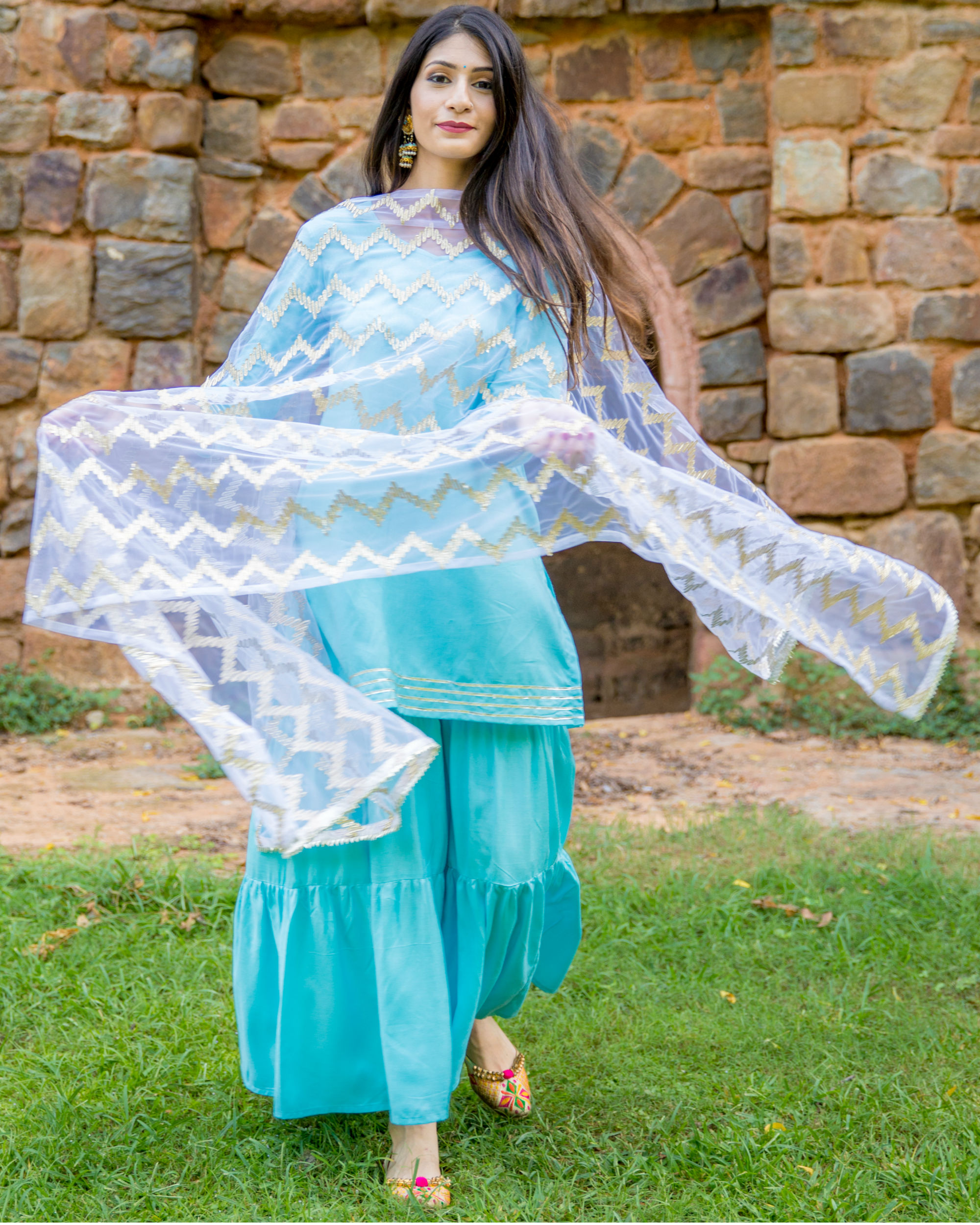 sky blue sharara set