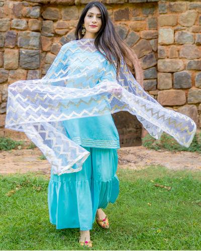 Sky Blue Silver Gota Sharara Set By Empress Pitara The Secret Label 7610