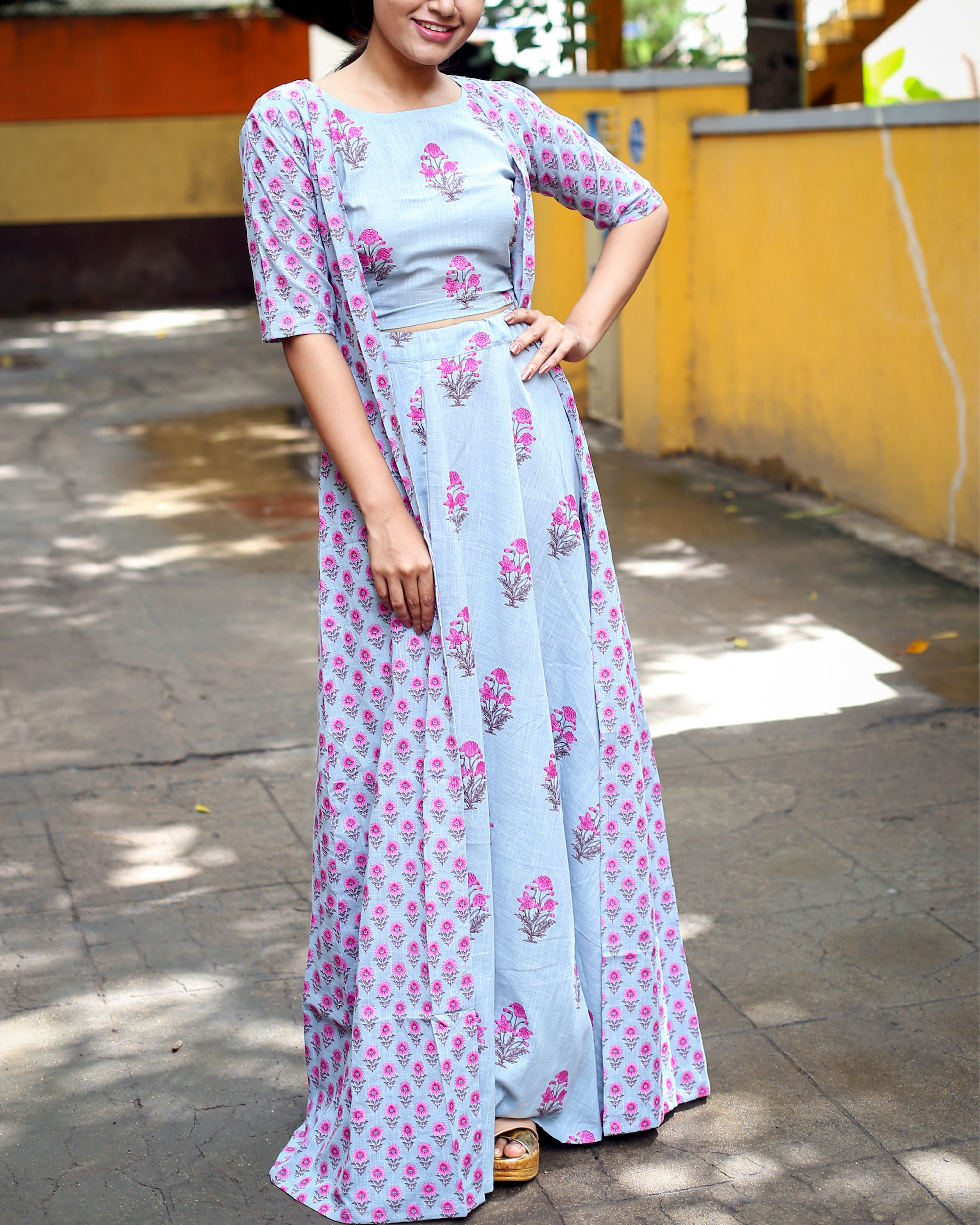 Floral printed three piece dress by The Anarkali Shop